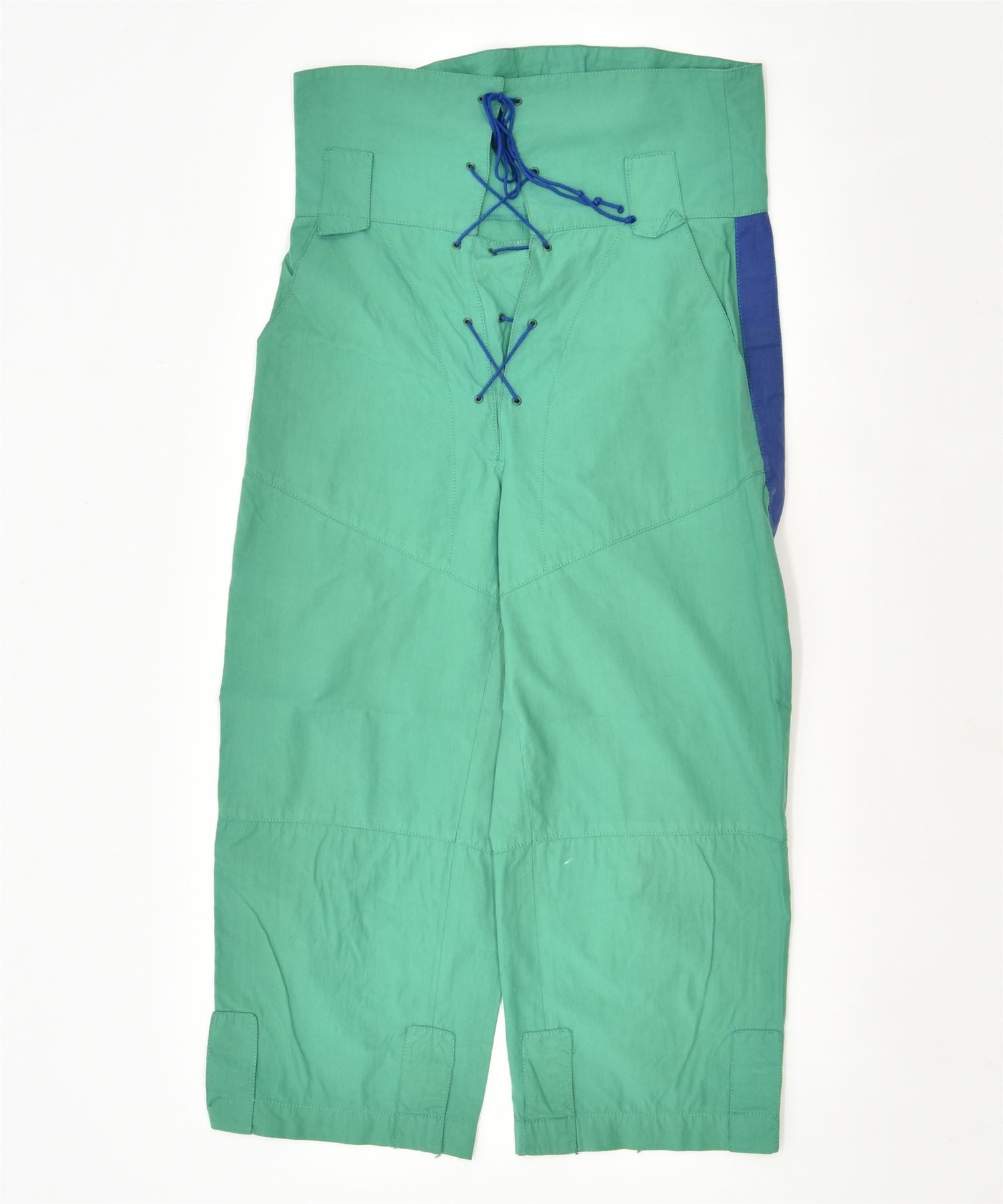 Image of CLAUDE MONTANA Womens High Waist Capri Trousers IT 38 XS W25 L20 Green