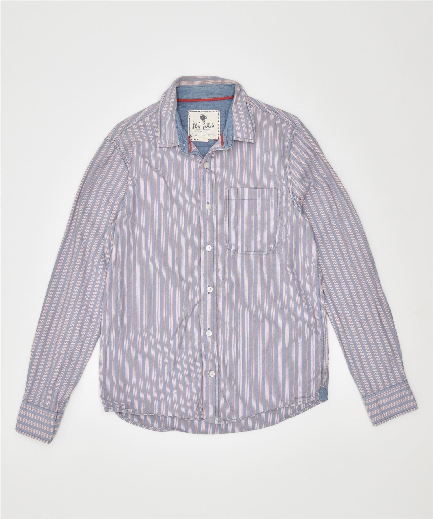 image of FAT FACE Mens Shirt Small Blue Striped Cotton