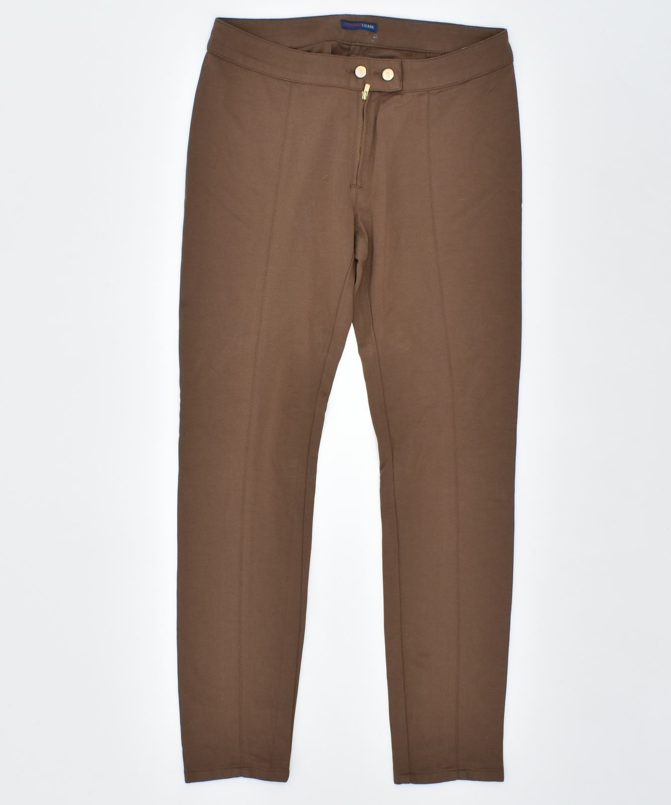 Image of TRUSSARDI Womens Slim Fit Casual Trousers W28 L28 Brown Viscose