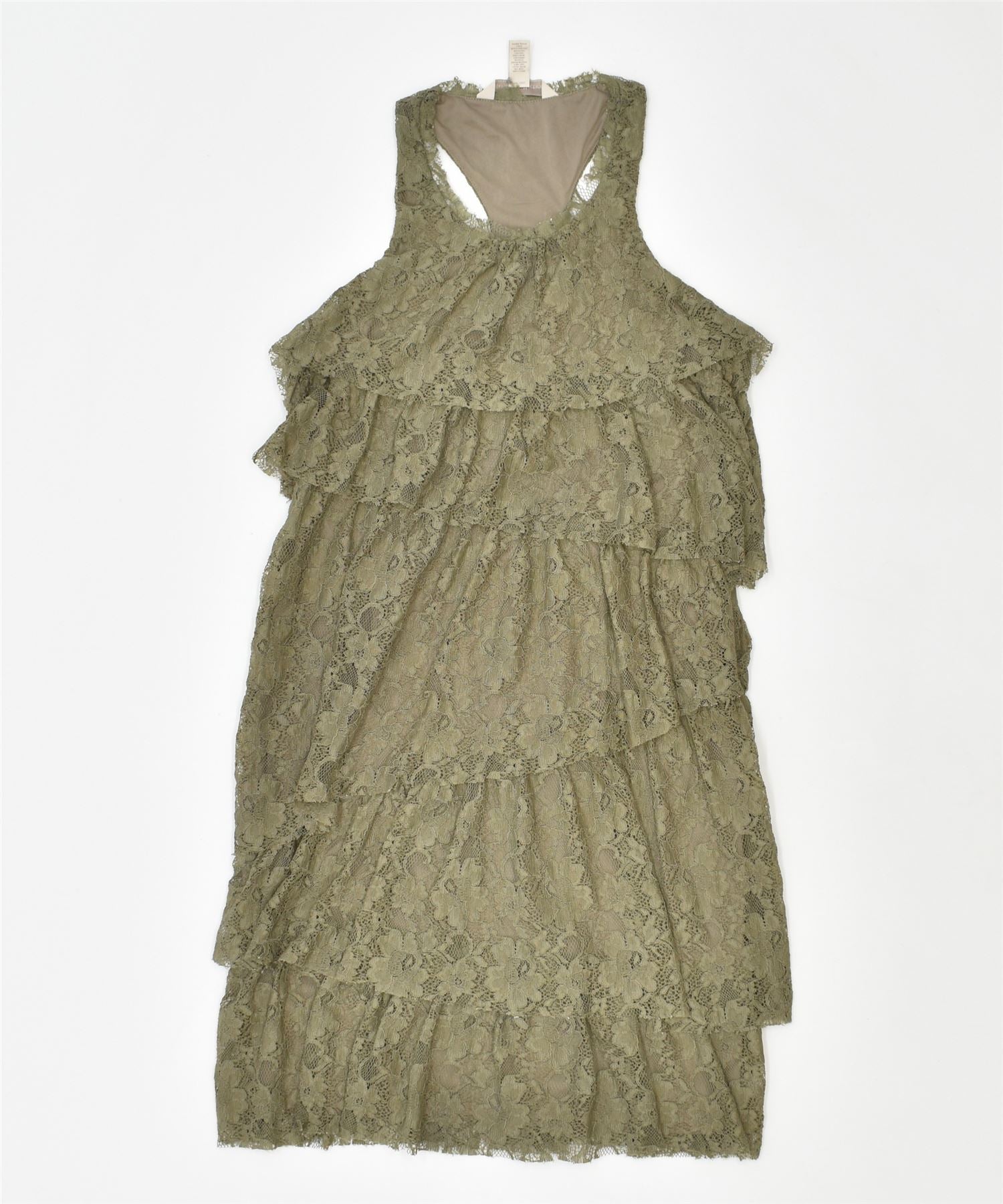 image of BANANA REPUBLIC Womens Tiered Dress UK 10 Small Green Nylon