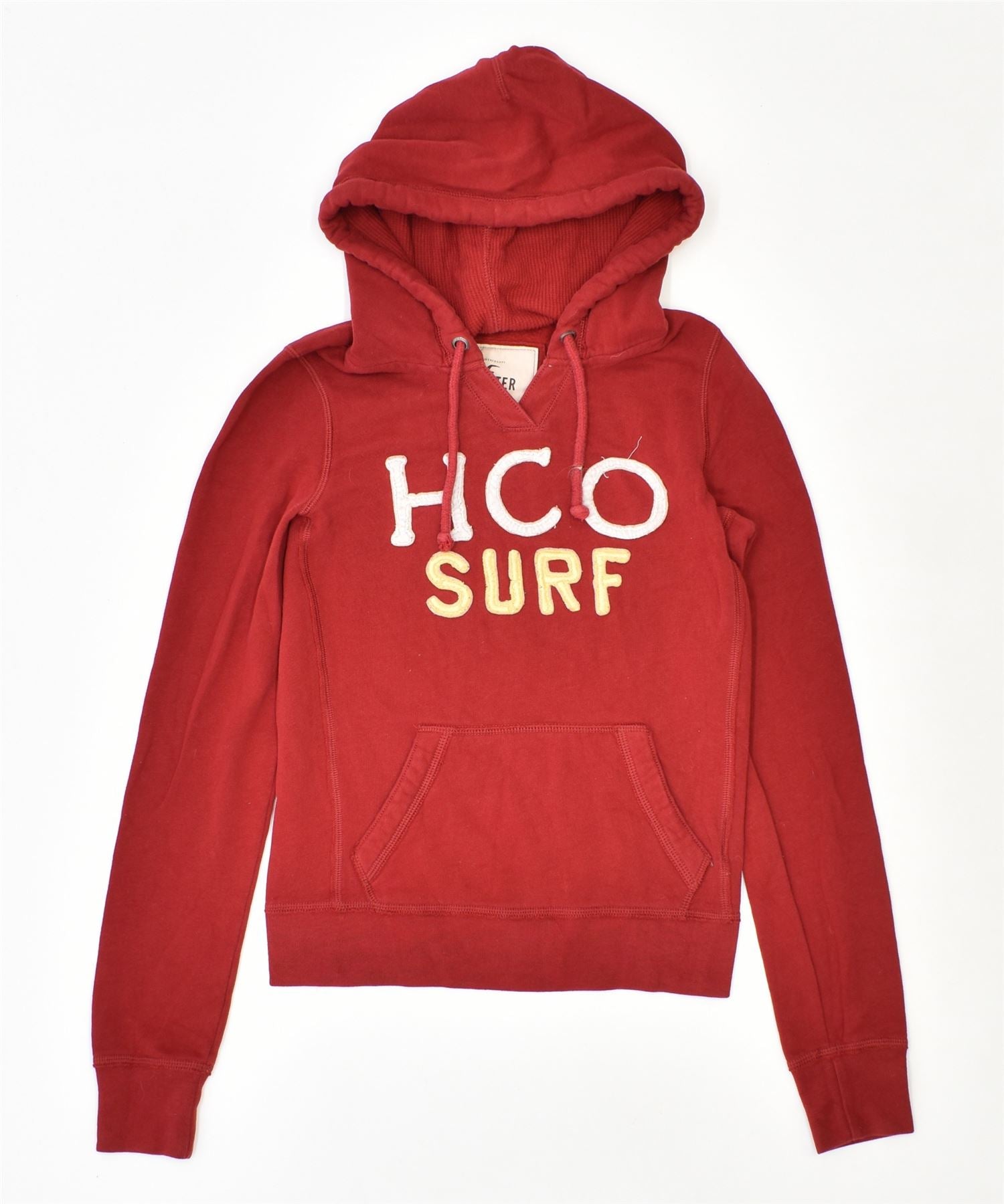 Image of HOLLISTER Womens Graphic Hoodie Jumper UK 10 Small Red Cotton