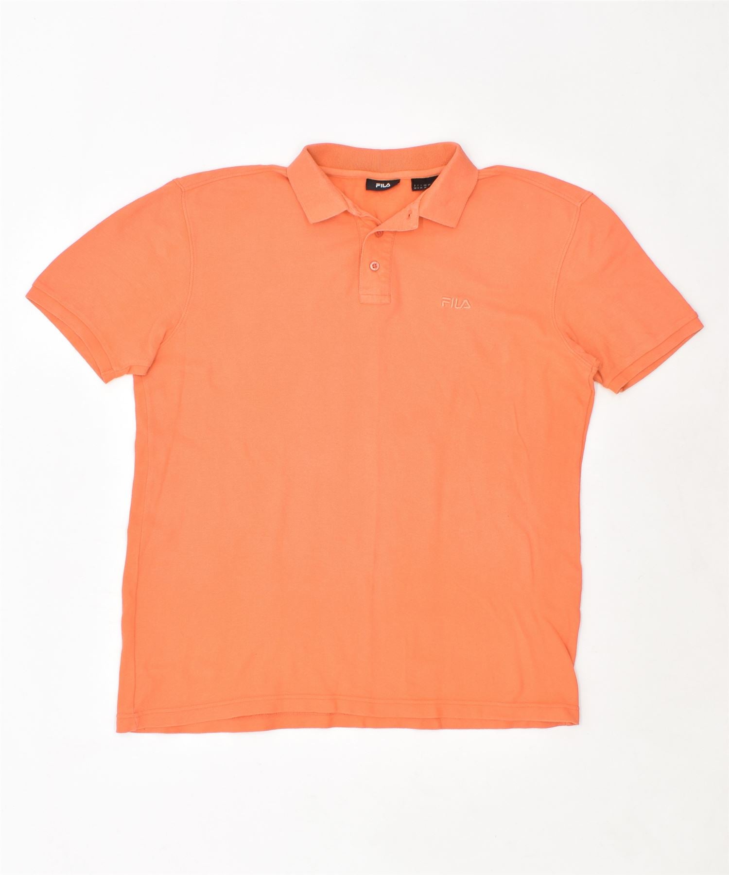 Image of FILA Mens Polo Shirt Medium Orange Cotton