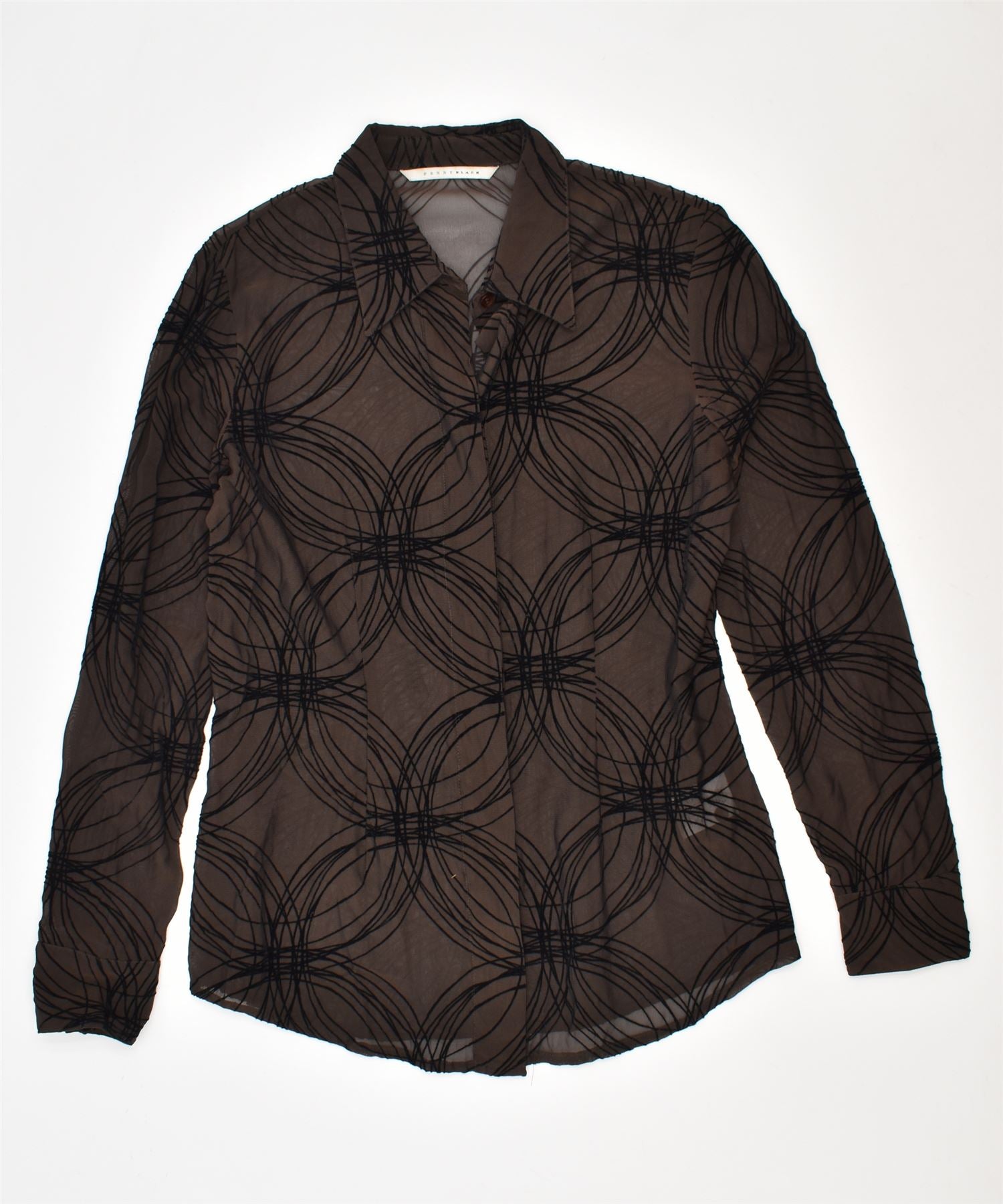 image of PENNY BLACK Womens Shirt Blouse IT 42 Medium Black Geometric Viscose