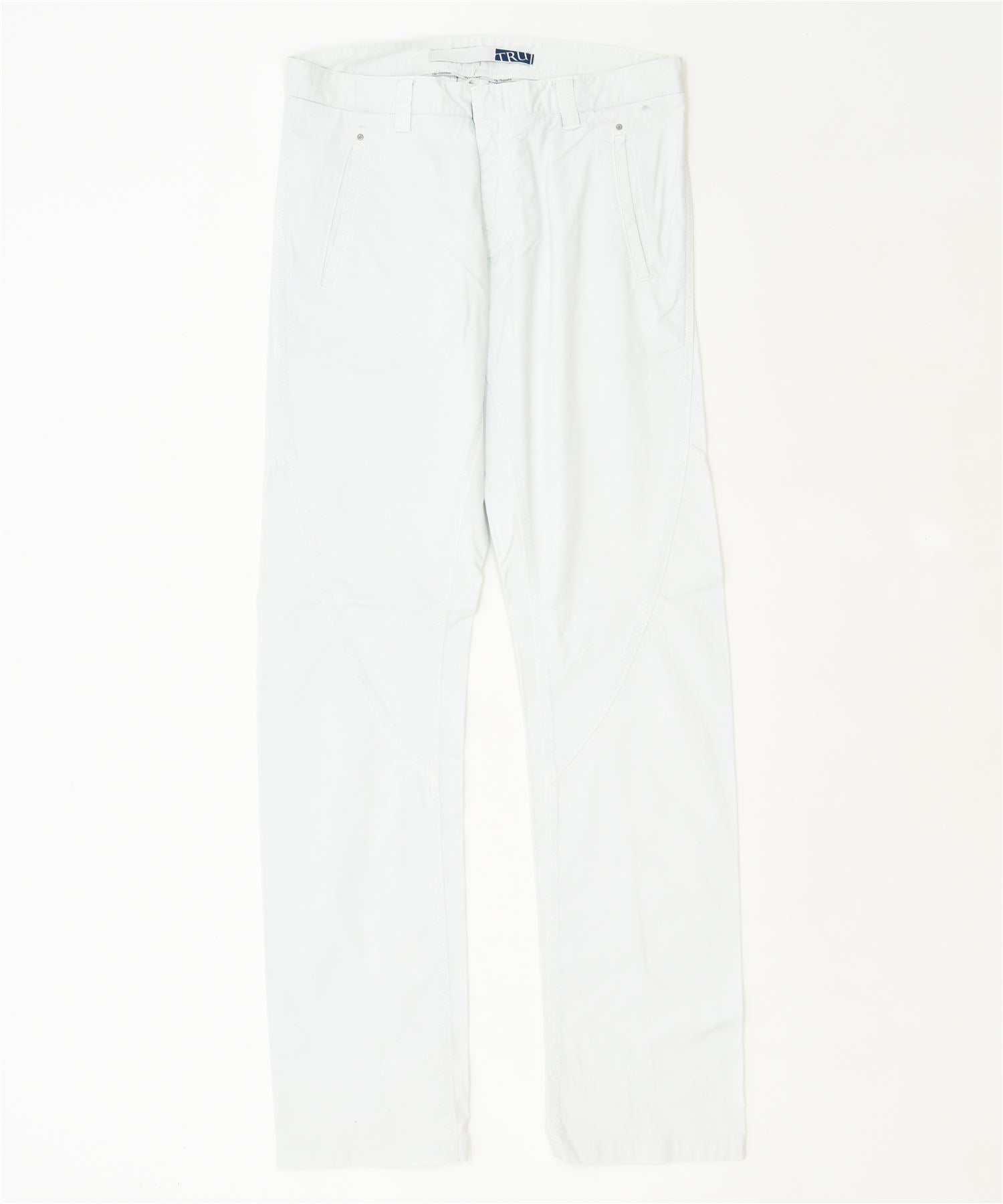 Image of TRUSSARDI Womens Straight Trousers IT 46 Large W33 L33 Blue Cotton Classic