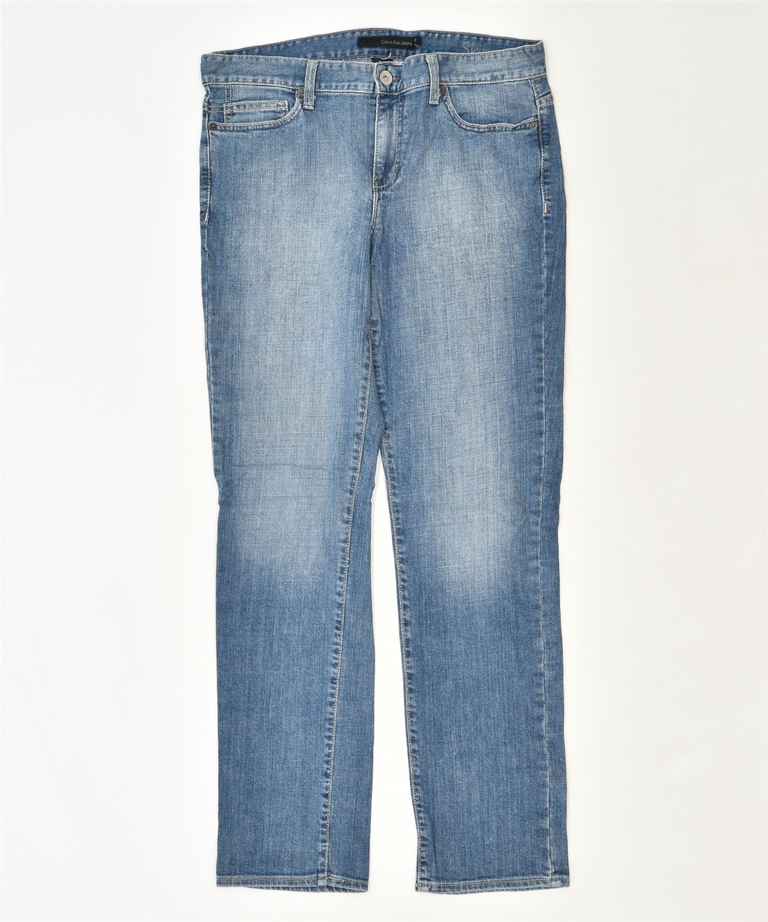 Image of CALVIN KLEIN Womens Skinny Jeans W35 L33 Blue Cotton Classic