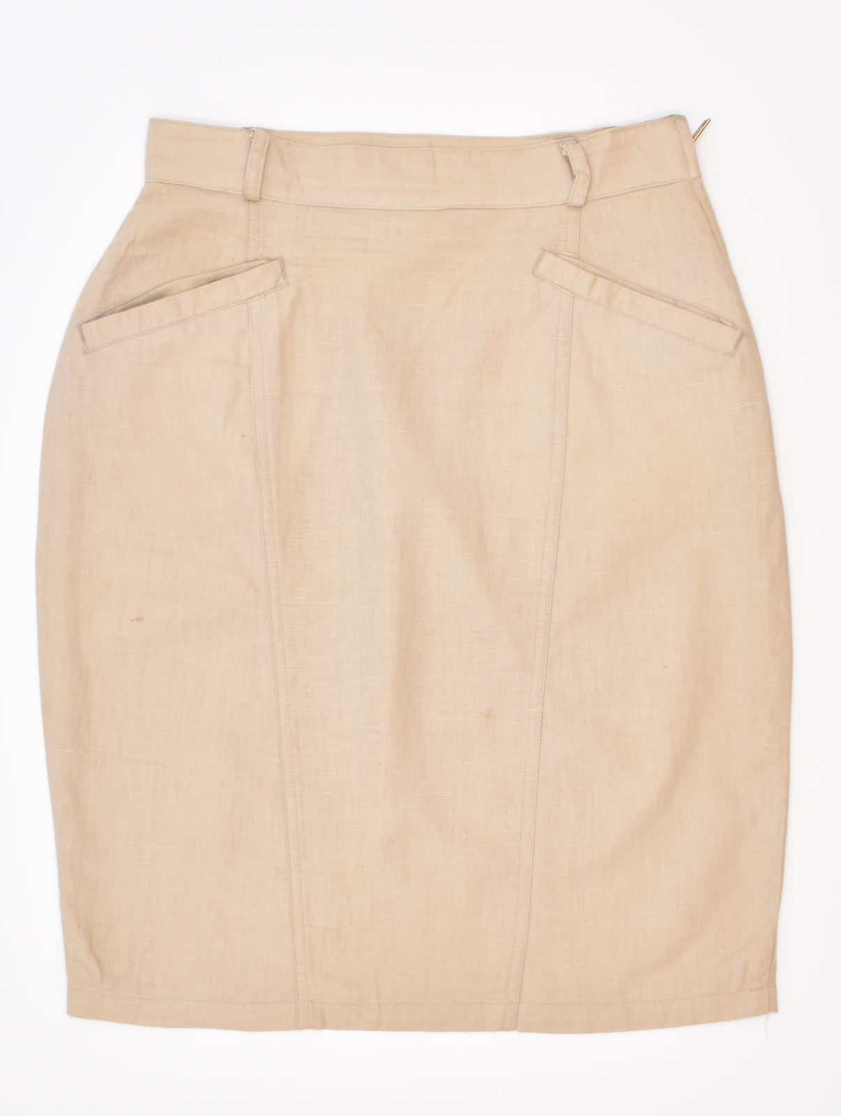 Image of VINTAGE Womens Straight Skirt EU 40 Medium W29 Beige Linen