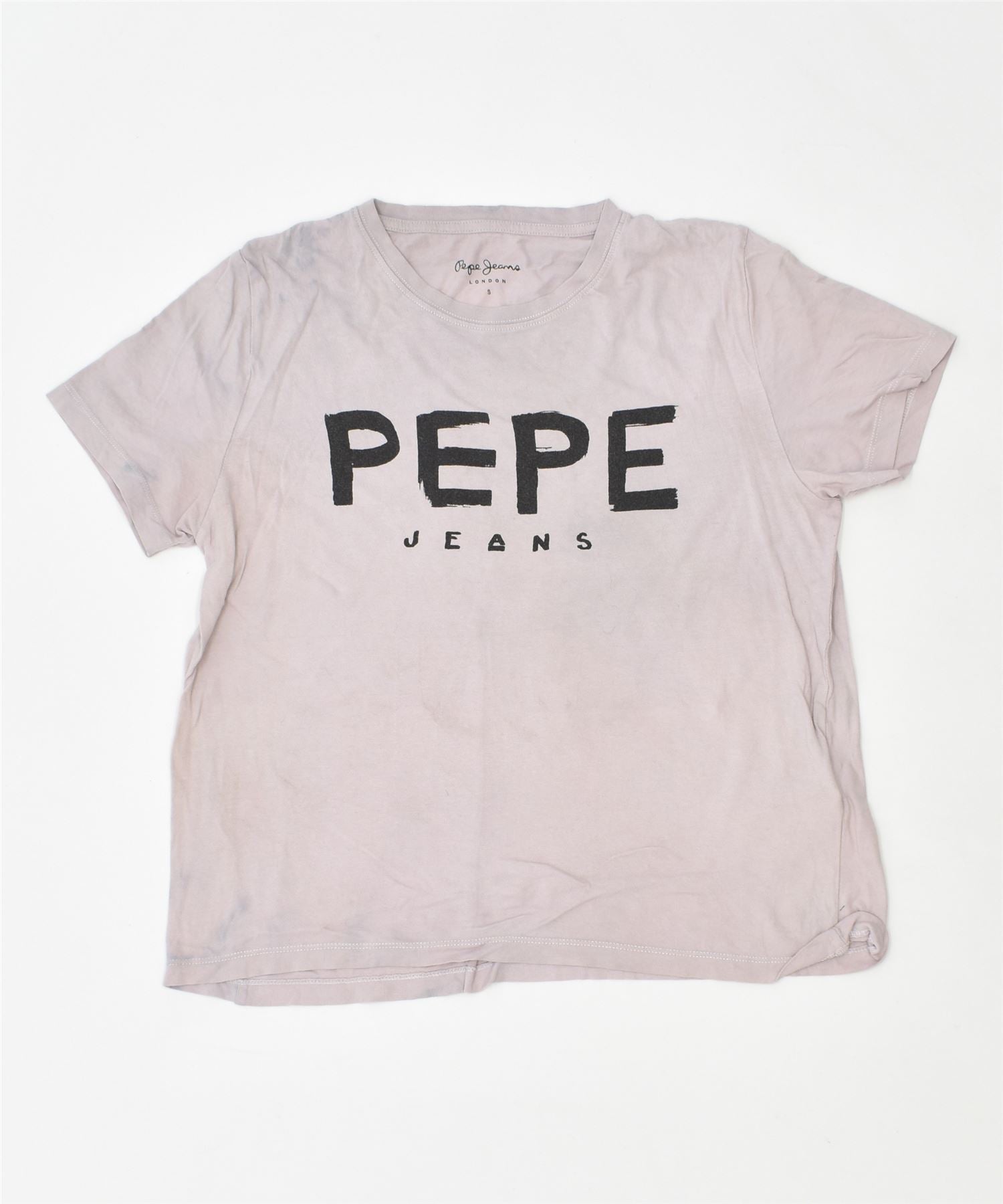 image of PEPE JEANS Womens Graphic T-Shirt Top UK 10 Small Pink Cotton