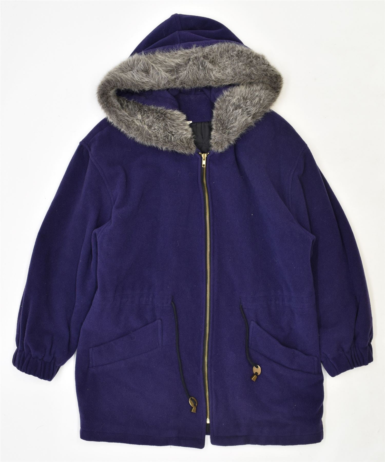 Image of VINTAGE Womens Oversized Hooded Overcoat UK 14 Medium Purple Wool