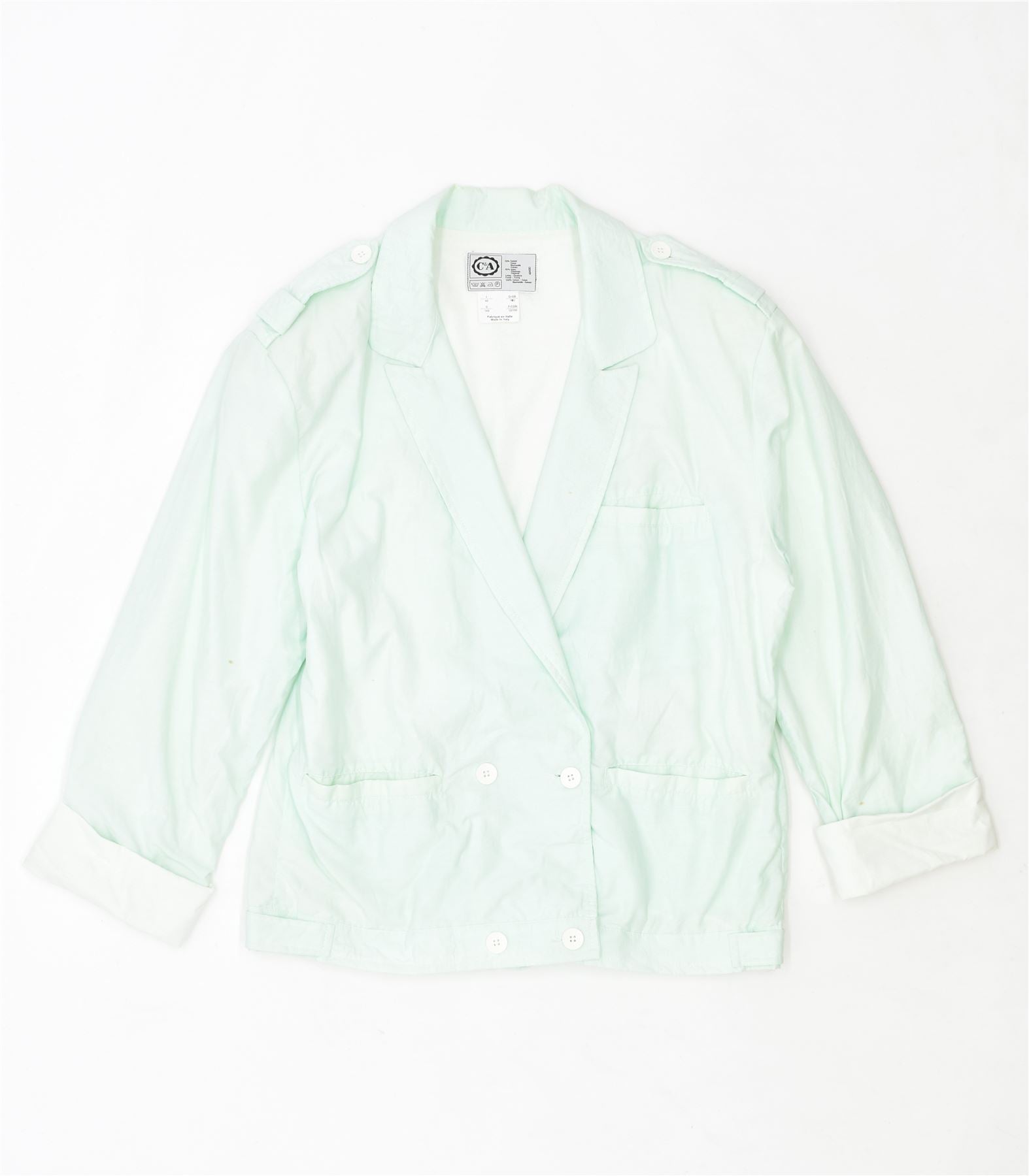 image of C&A Womens Oversized Double Breasted Blazer Jacket EU 40 Medium Green