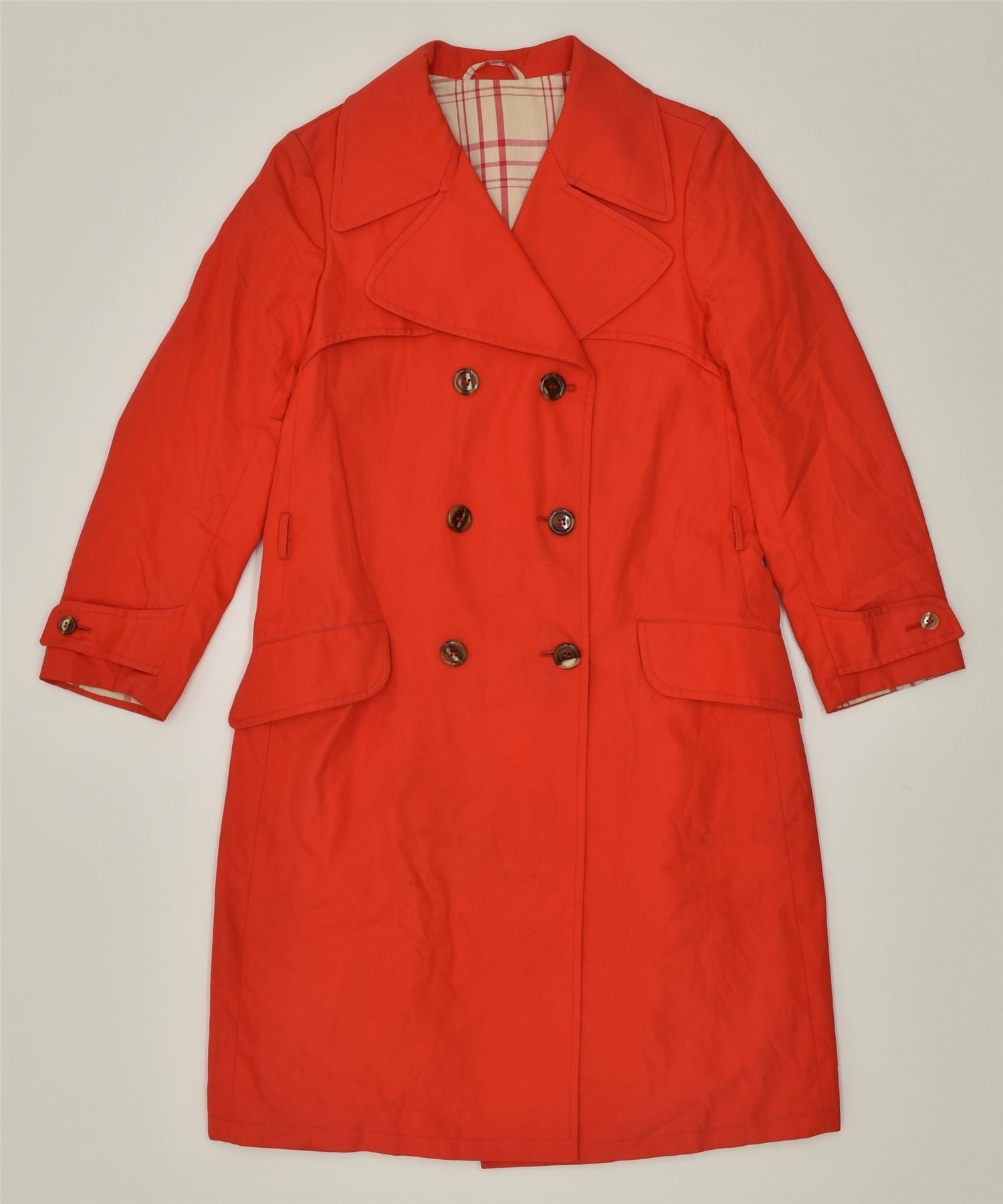 image of WESTON Womens Double Breasted Overcoat IT 42 Medium Red Polyester Vintage