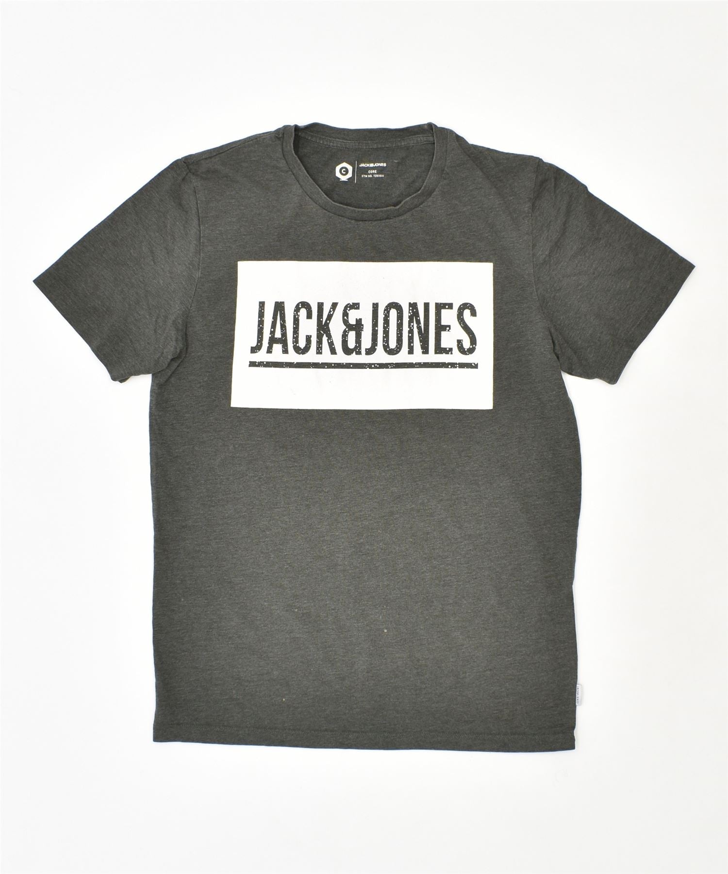 Image of JACK & JONES Mens Core Graphic T-Shirt Top Small Khaki Cotton