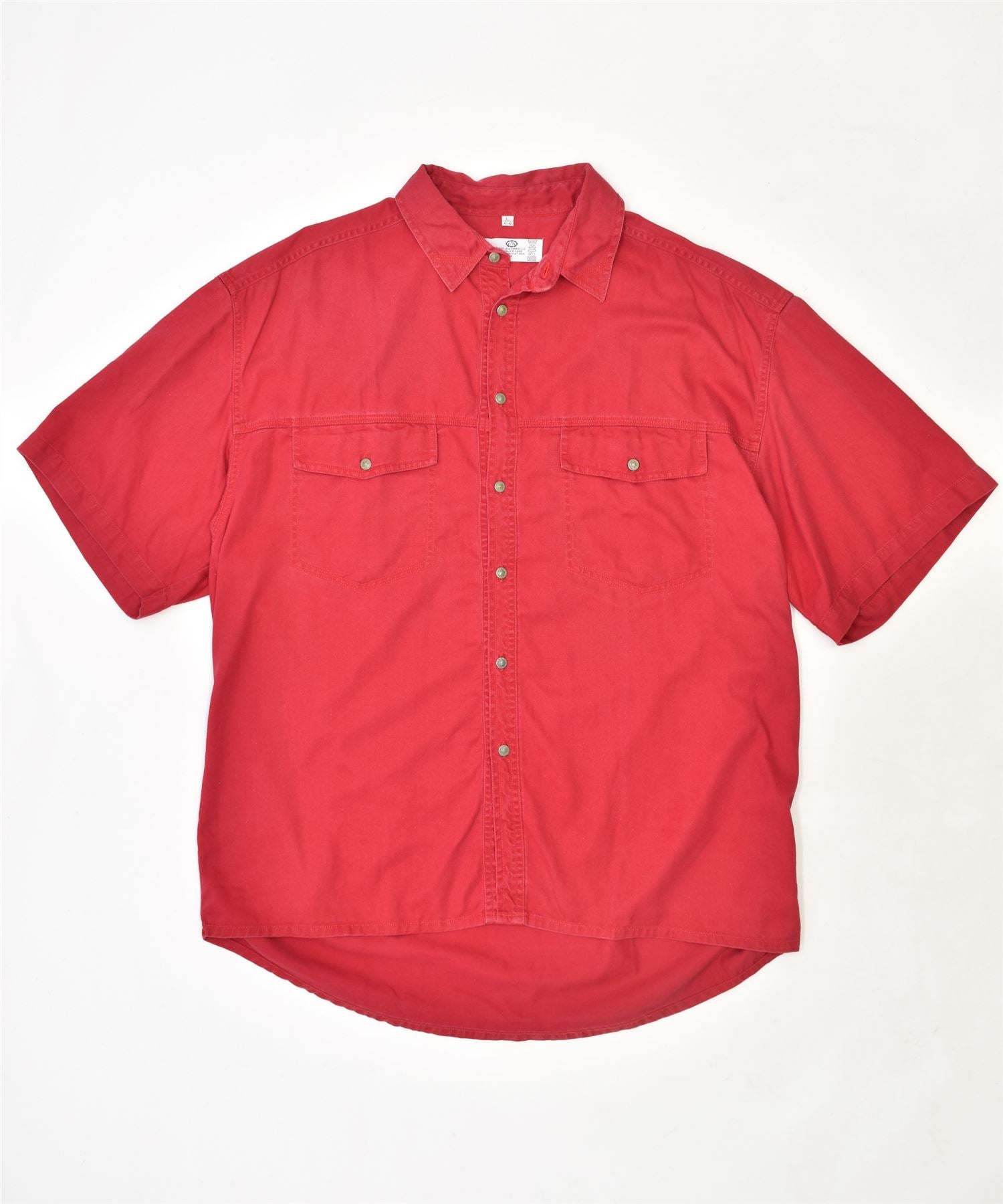 image of NEW FAST Mens Short Sleeve Shirt Large Red Cotton Vintage