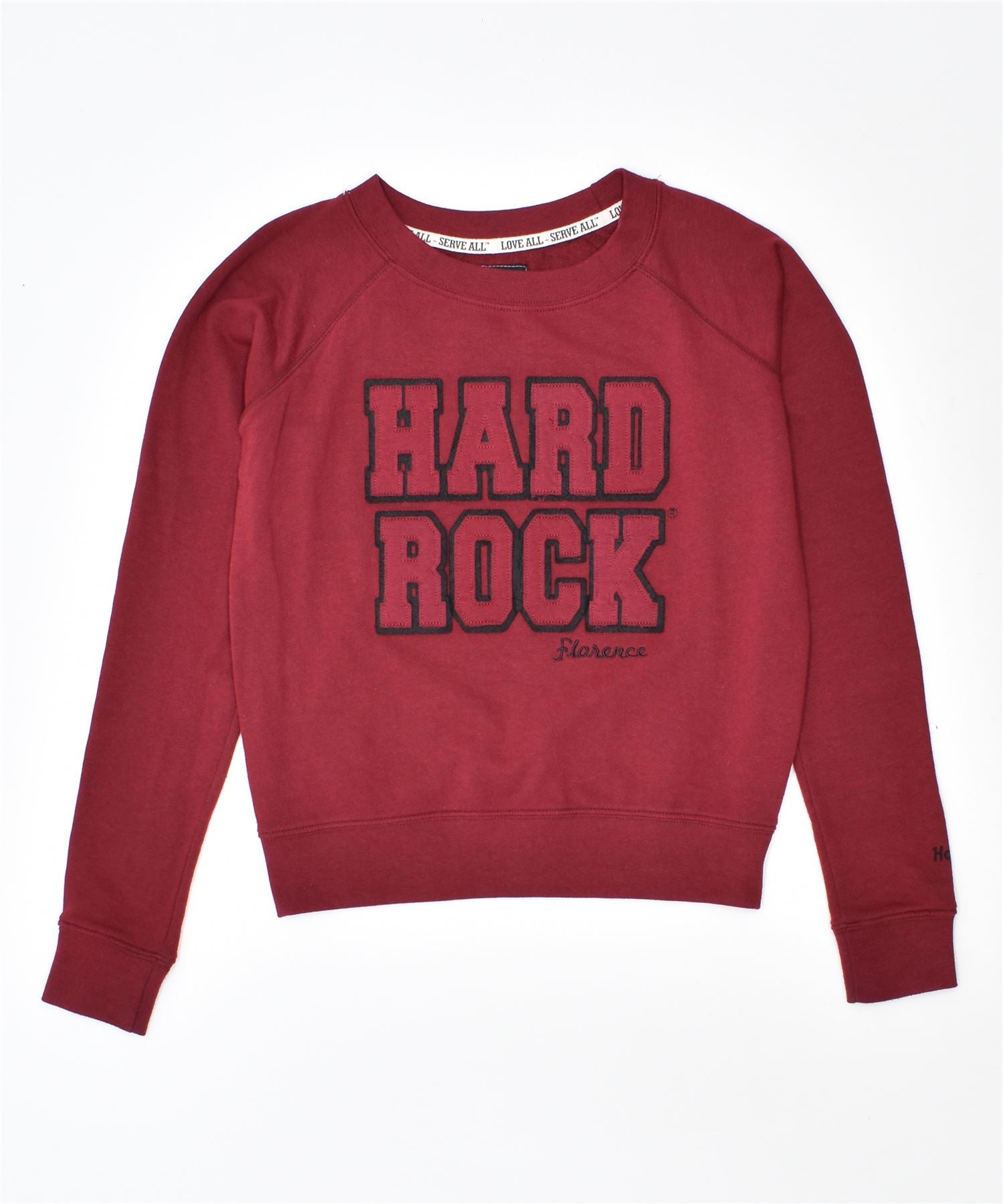 image of HARD ROCK CAFFEE Womens Sweatshirt Jumper UK 10 Small Maroon Cotton