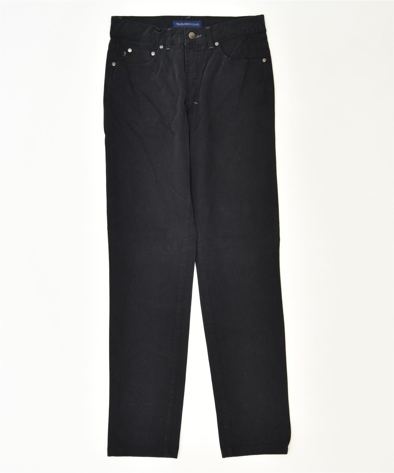 image of TRUSSARDI Womens Slim Casual Trousers W30 L31 Black Cotton Classic