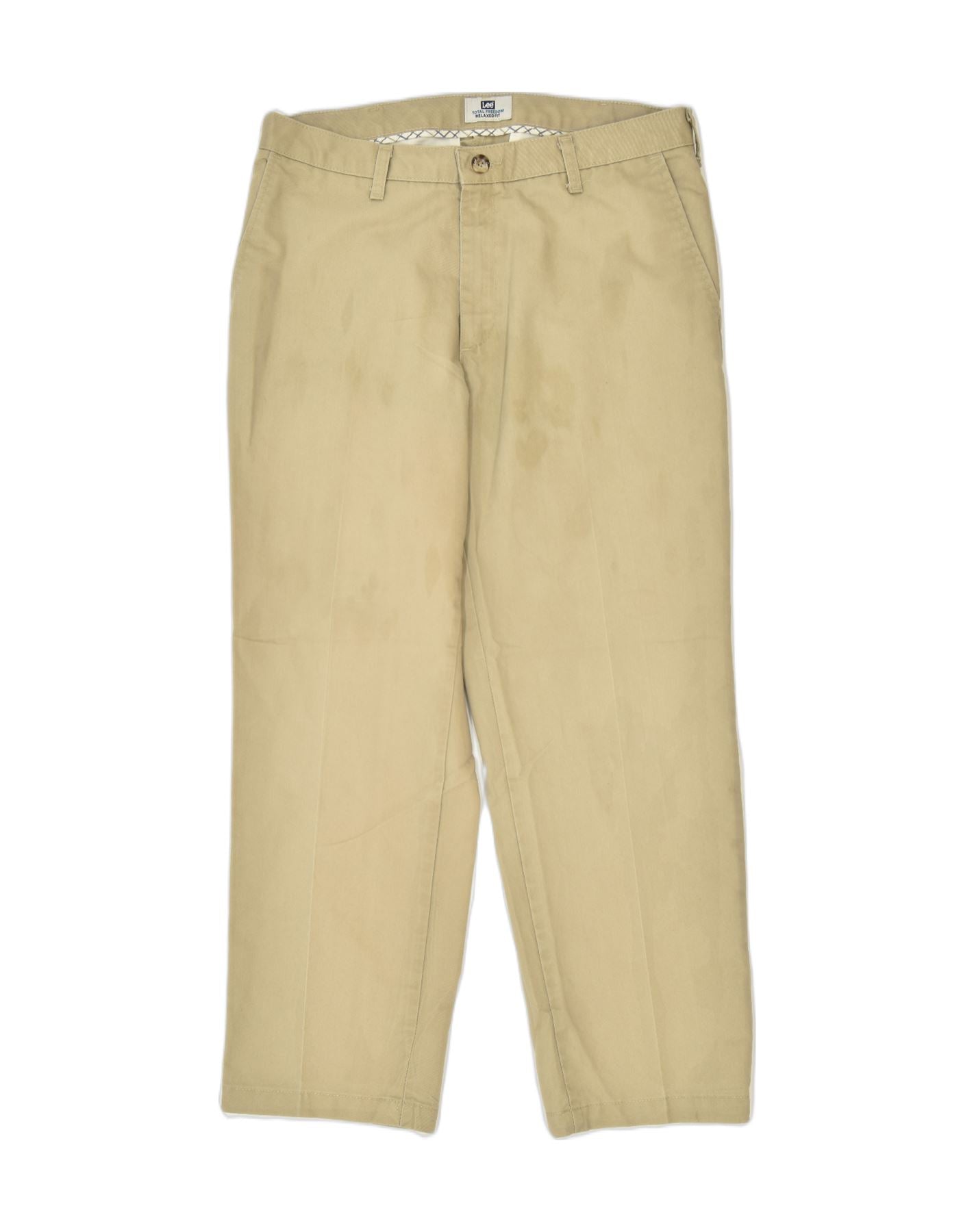 image of LEE Mens Relaxed Fit Straight Chino Trousers W34 L29 Beige Cotton