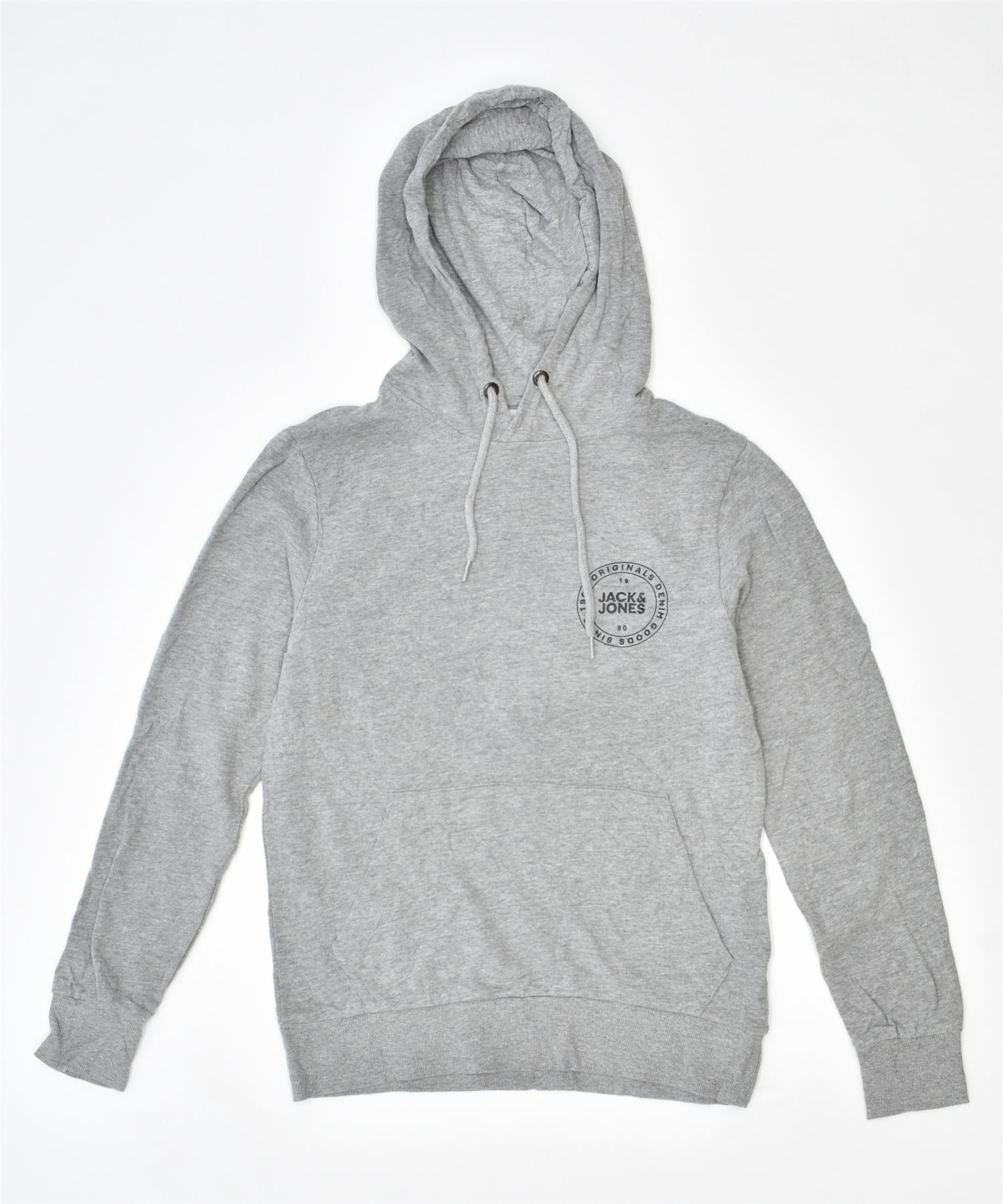 image of JACK & JONES Mens Hoodie Jumper Small Grey Cotton