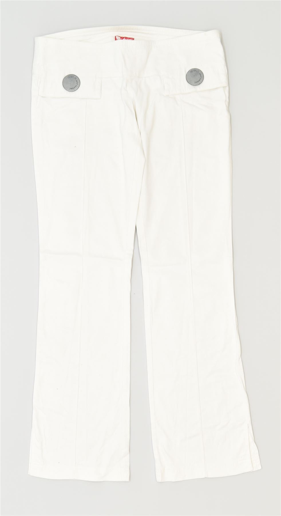 Image of BSA Womens Bootcut Casual Trousers W36 L33 White Cotton Classic Vintage