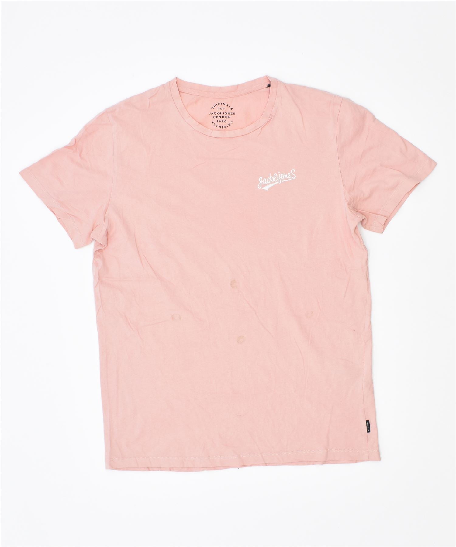 Image of JACK & JONES Mens T-Shirt Top Large Pink Cotton