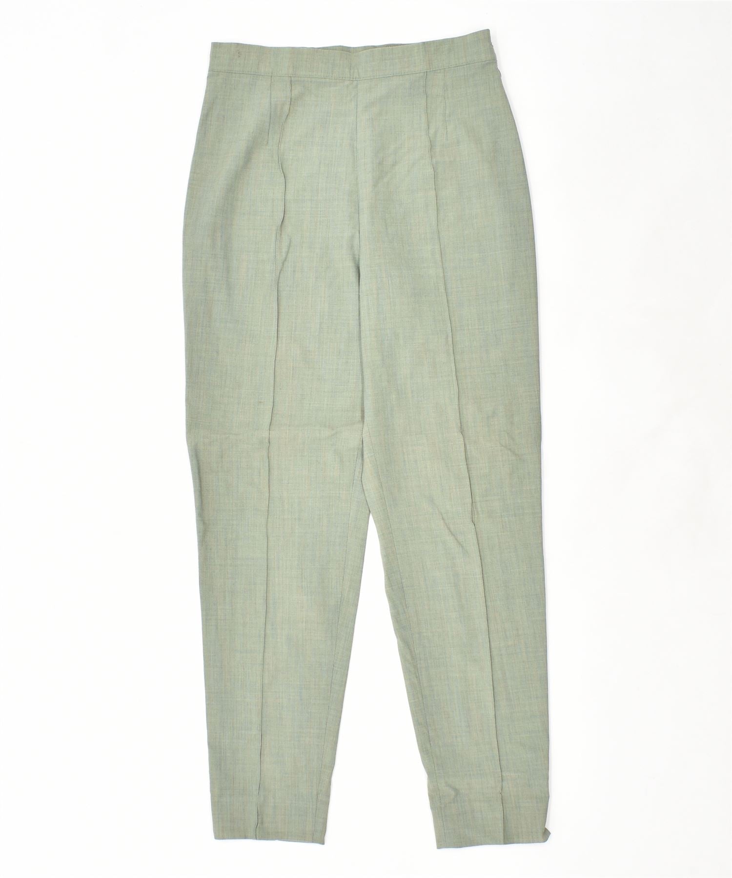 image of MARZOTTO Womens Tapered Suit Trousers IT 46 Large W30 L30 Green Wool