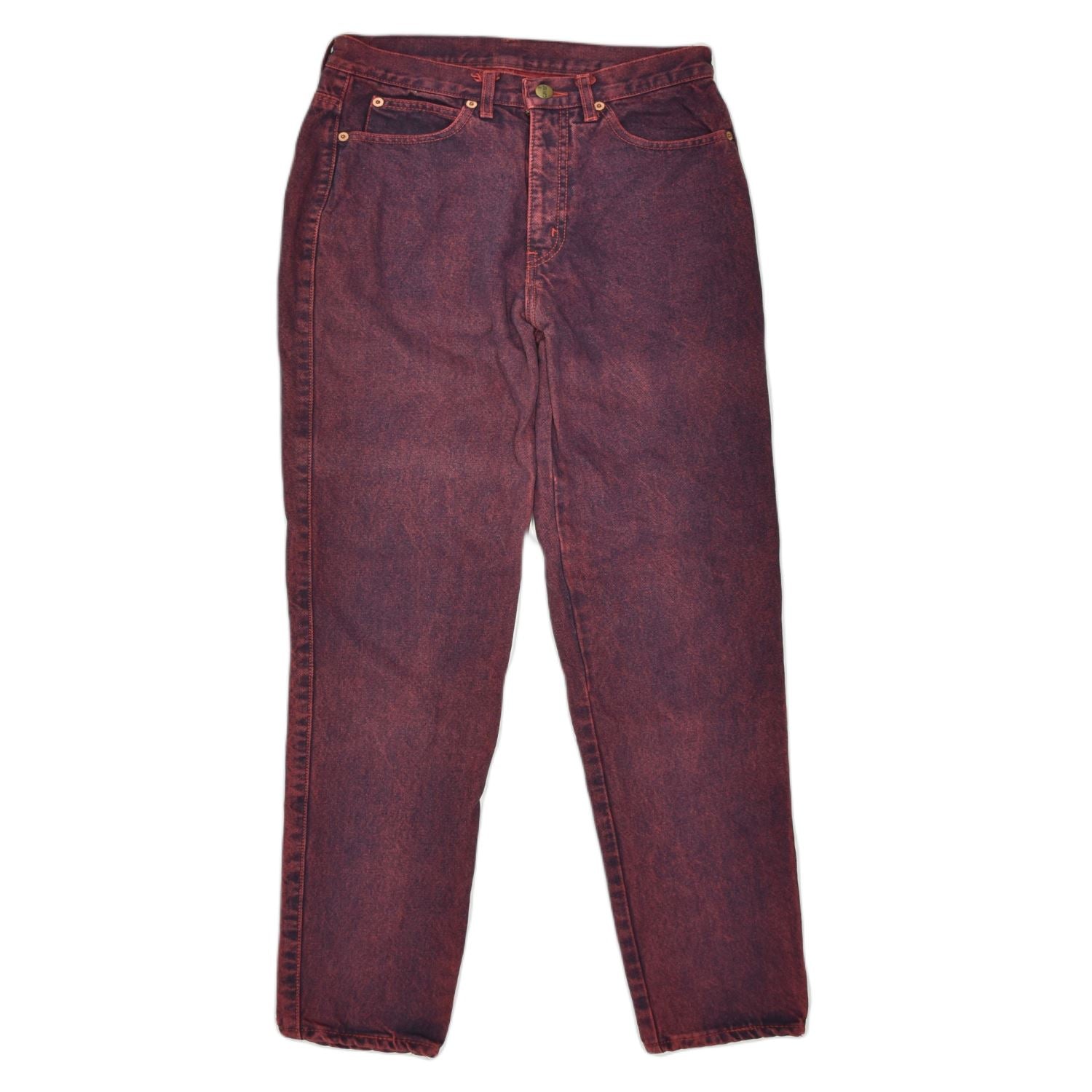 Image of COVER Womens Tapered Jeans W30 L32 Maroon Cotton