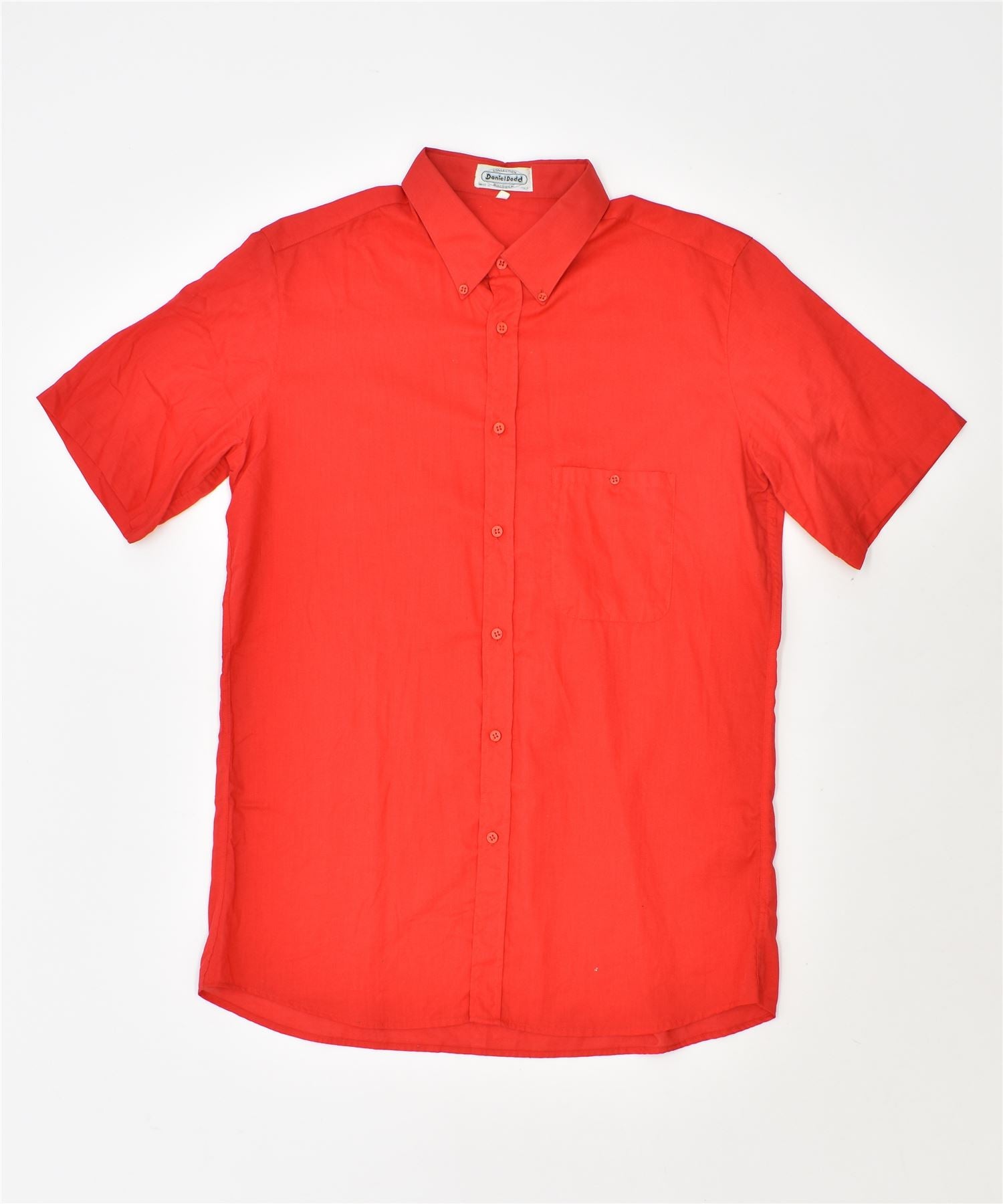 image of DANIEL DODD Mens Short Sleeve Shirt Small Red Cotton Vintage