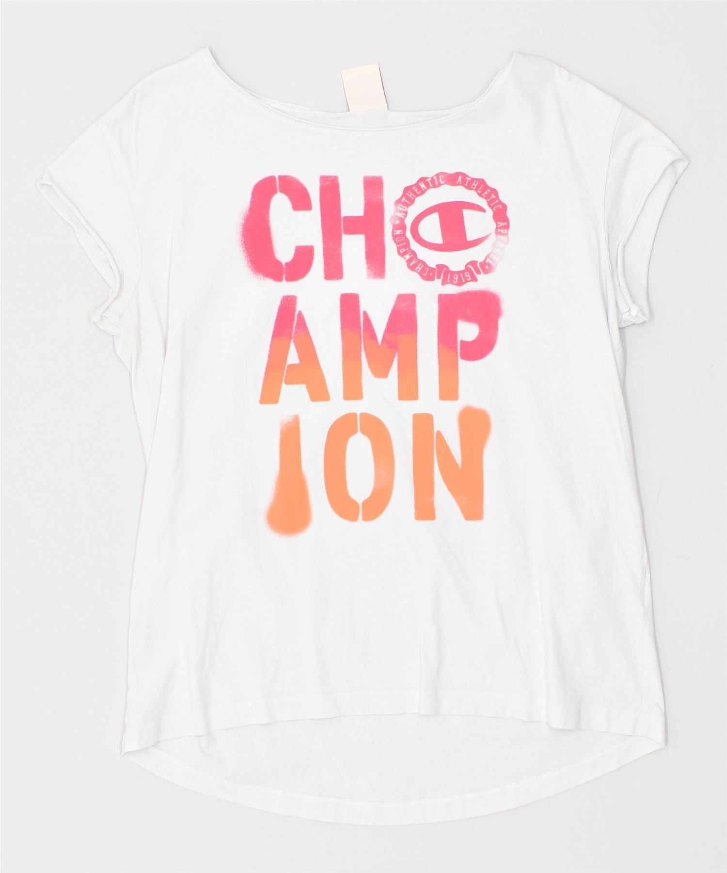 image of CHAMPION Womens Graphic T-Shirt Top UK 16 Large Off White