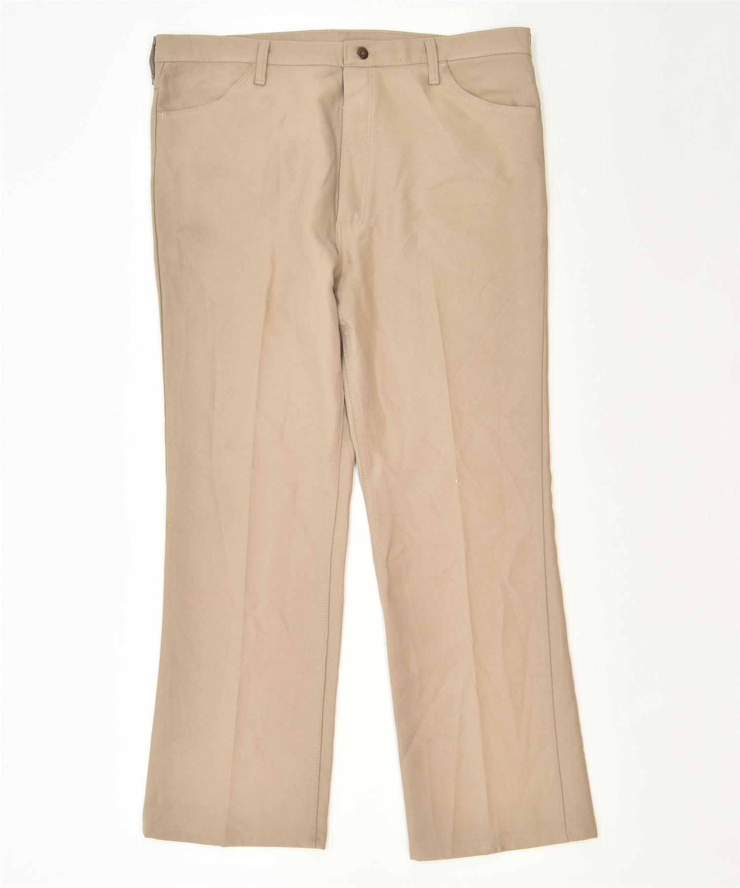 image of WRANGLER Mens Straight Casual Trousers W42 L32 Brown Polyester Classic