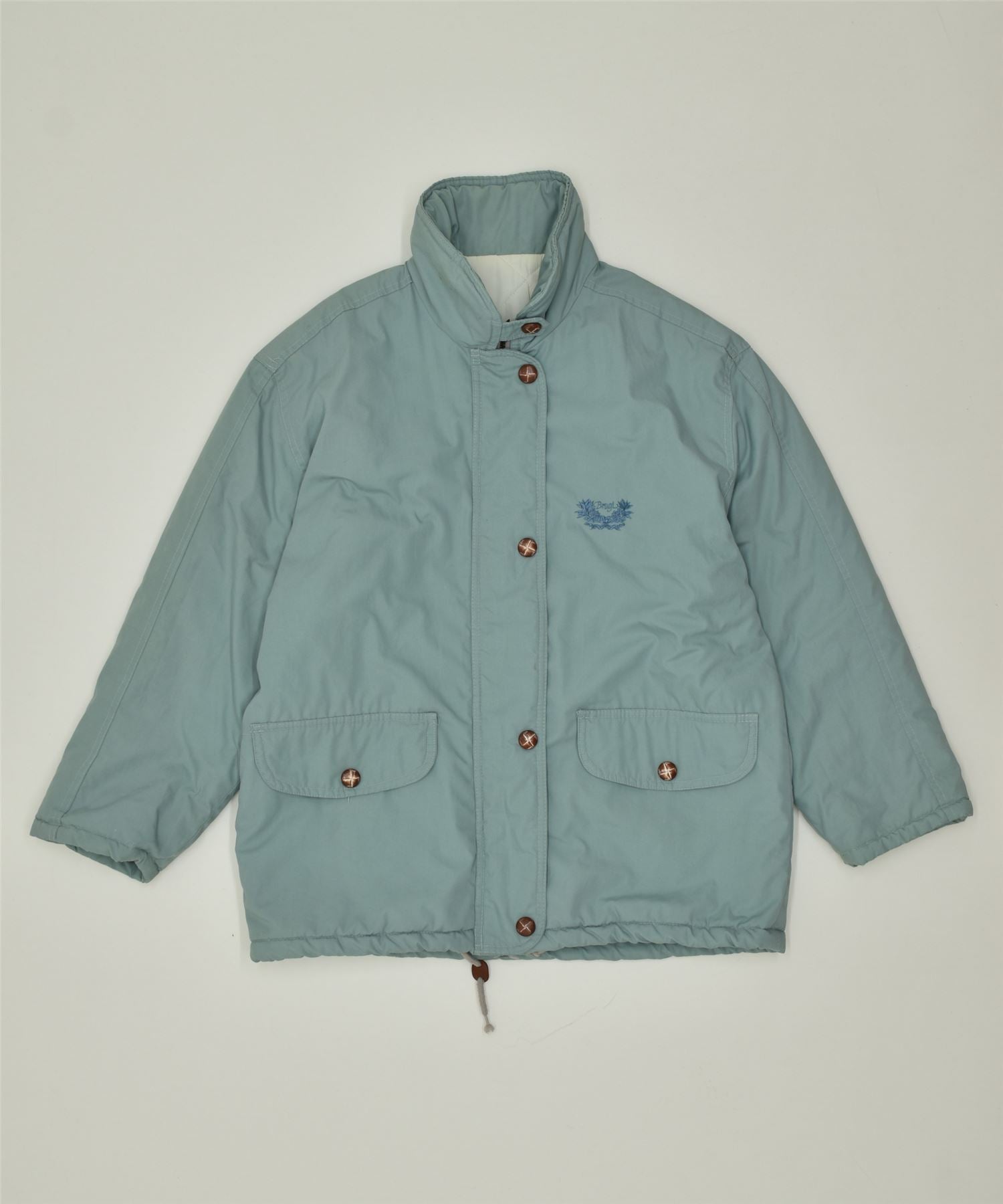 image of BRUGI Womens Windbreaker Jacket UK 16 Large Blue Vintage