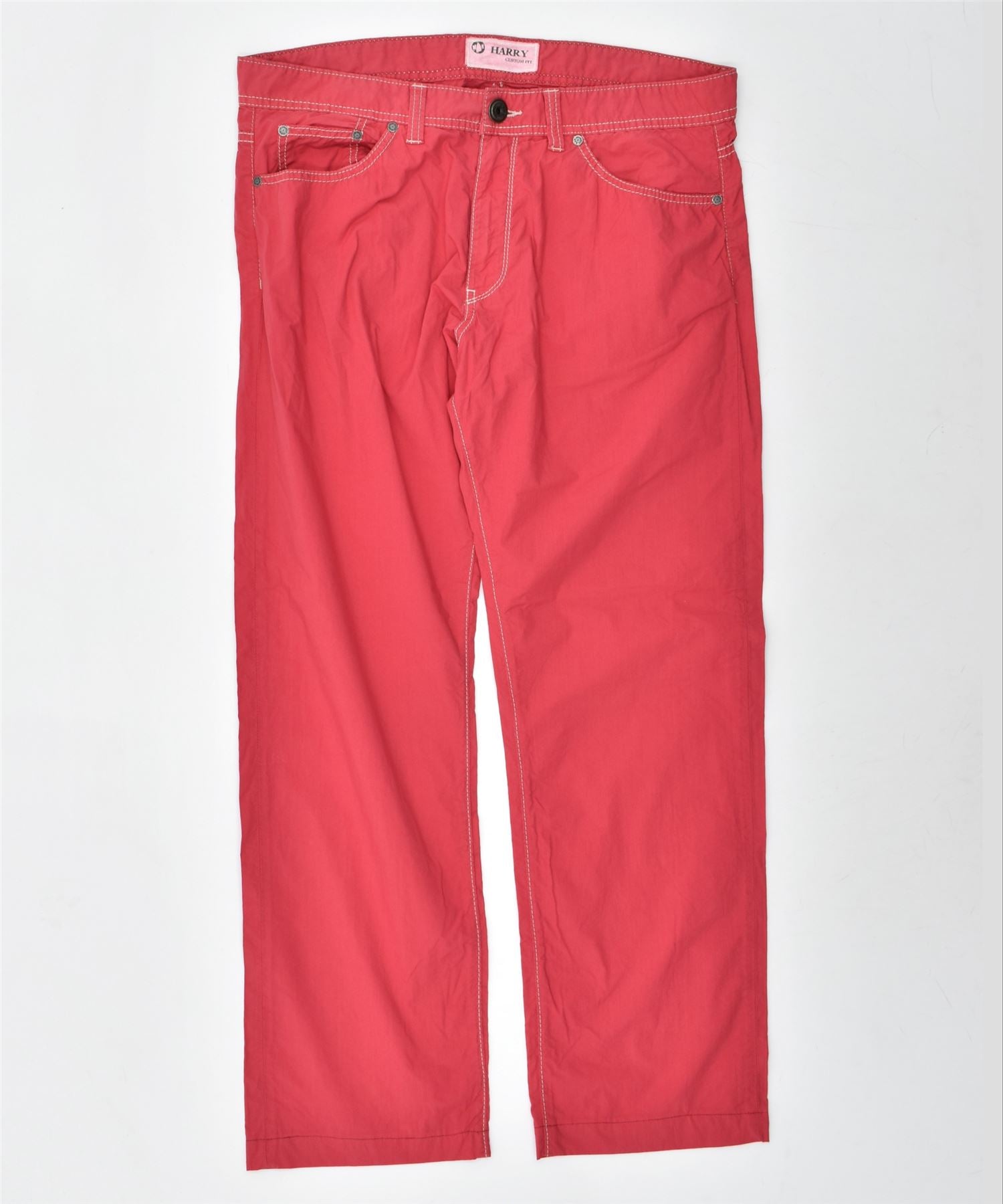 image of THINK PINK Womens Harry Custom Fit Straight Casual Trousers W36 L30 Pink