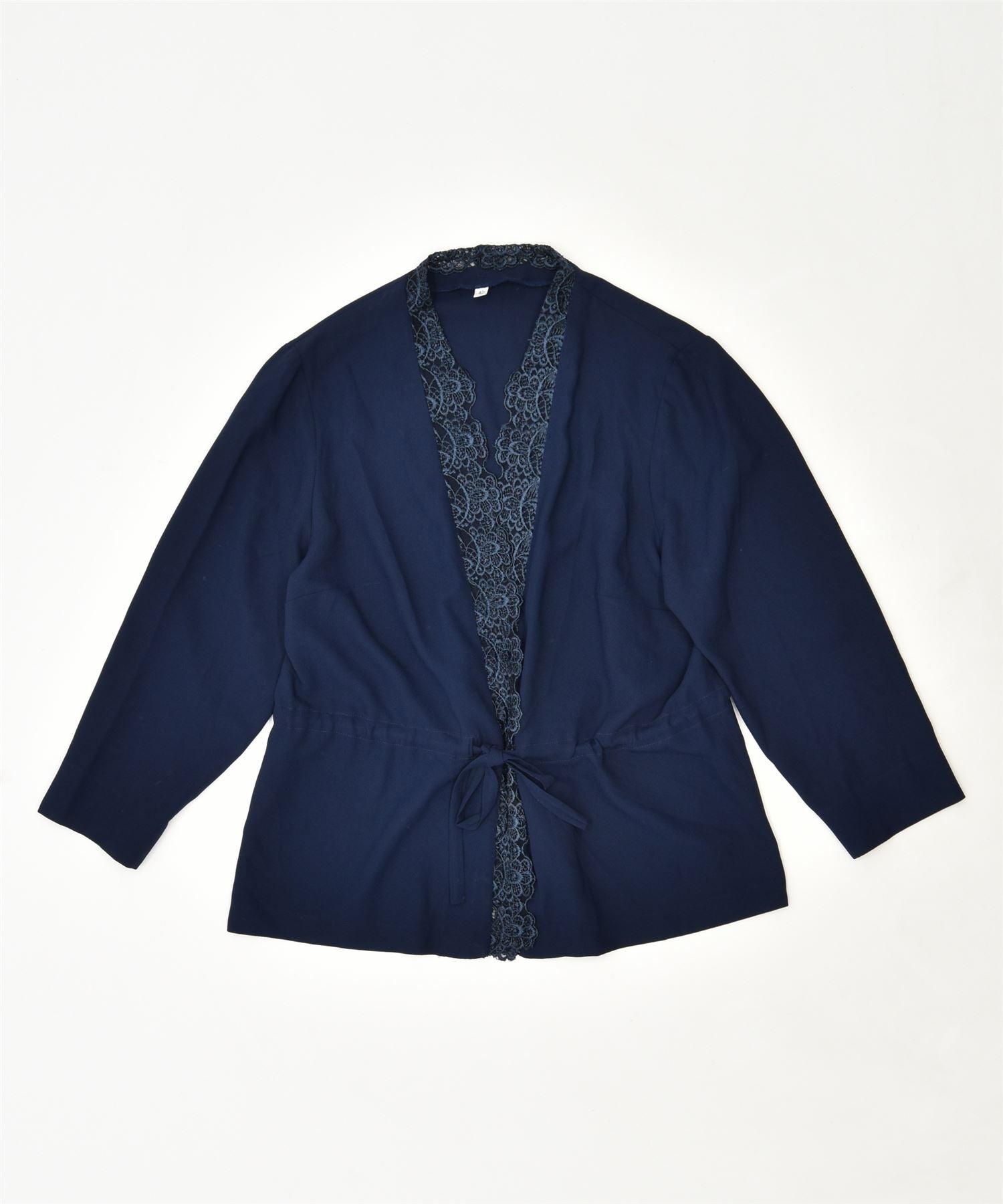 image of VINTAGE Womens Belted Blazer Jacket IT 47 Large Blue