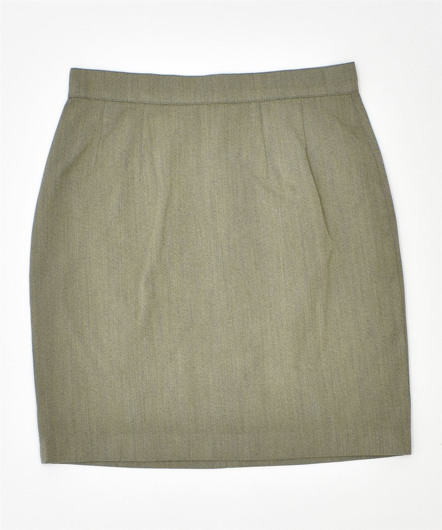 image of VINTAGE Womens Mini Skirt IT 42 Medium Green Wool