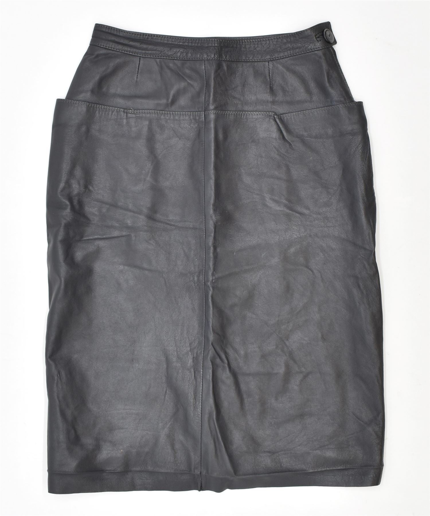 Image of VINTAGE Womens Leather Straight Skirt IT 46 Large W28 Grey Faux Leather