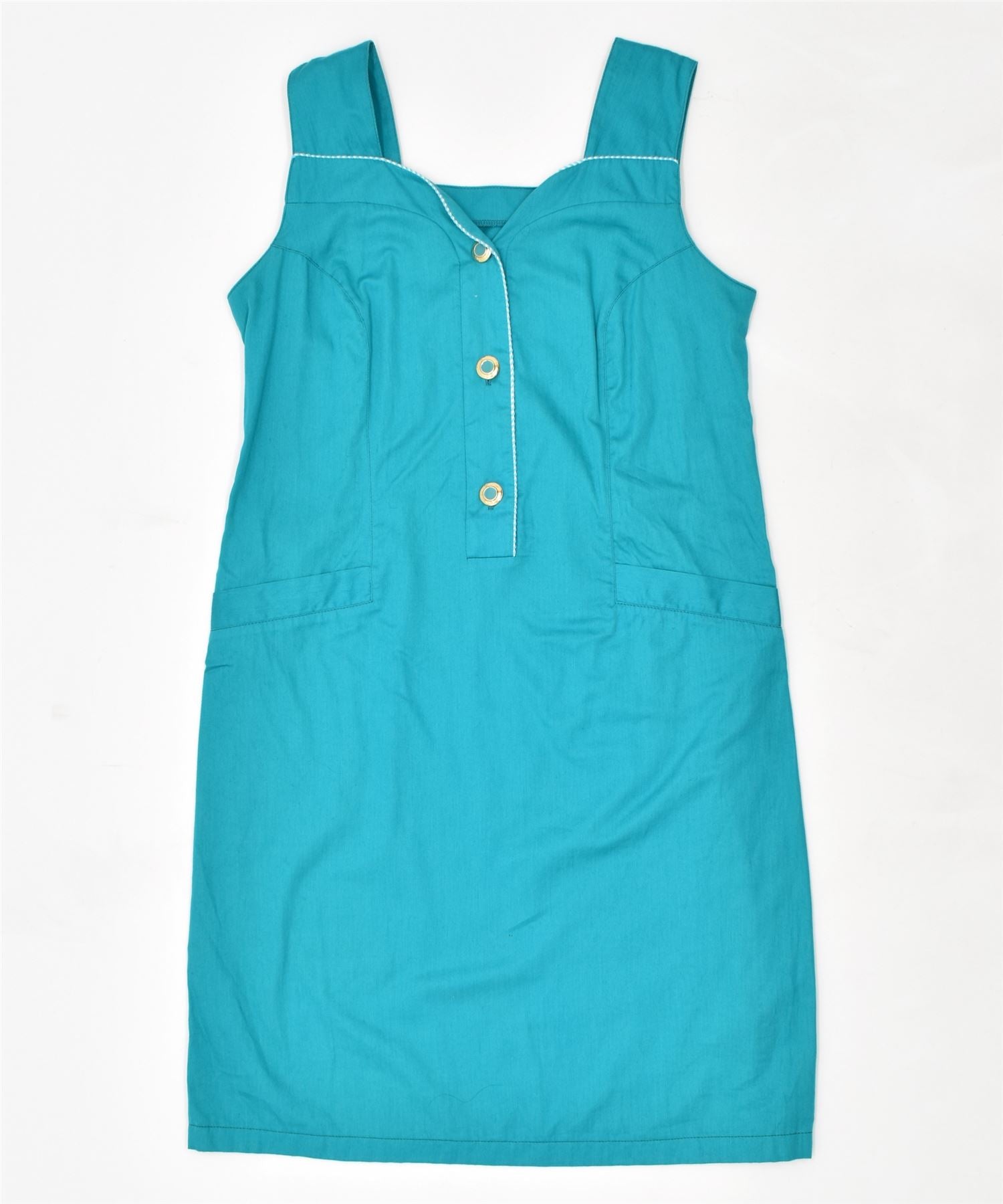 Image of ARMONIE Womens Sleeveless Basic Dress IT 46 Large Turquoise Vintage