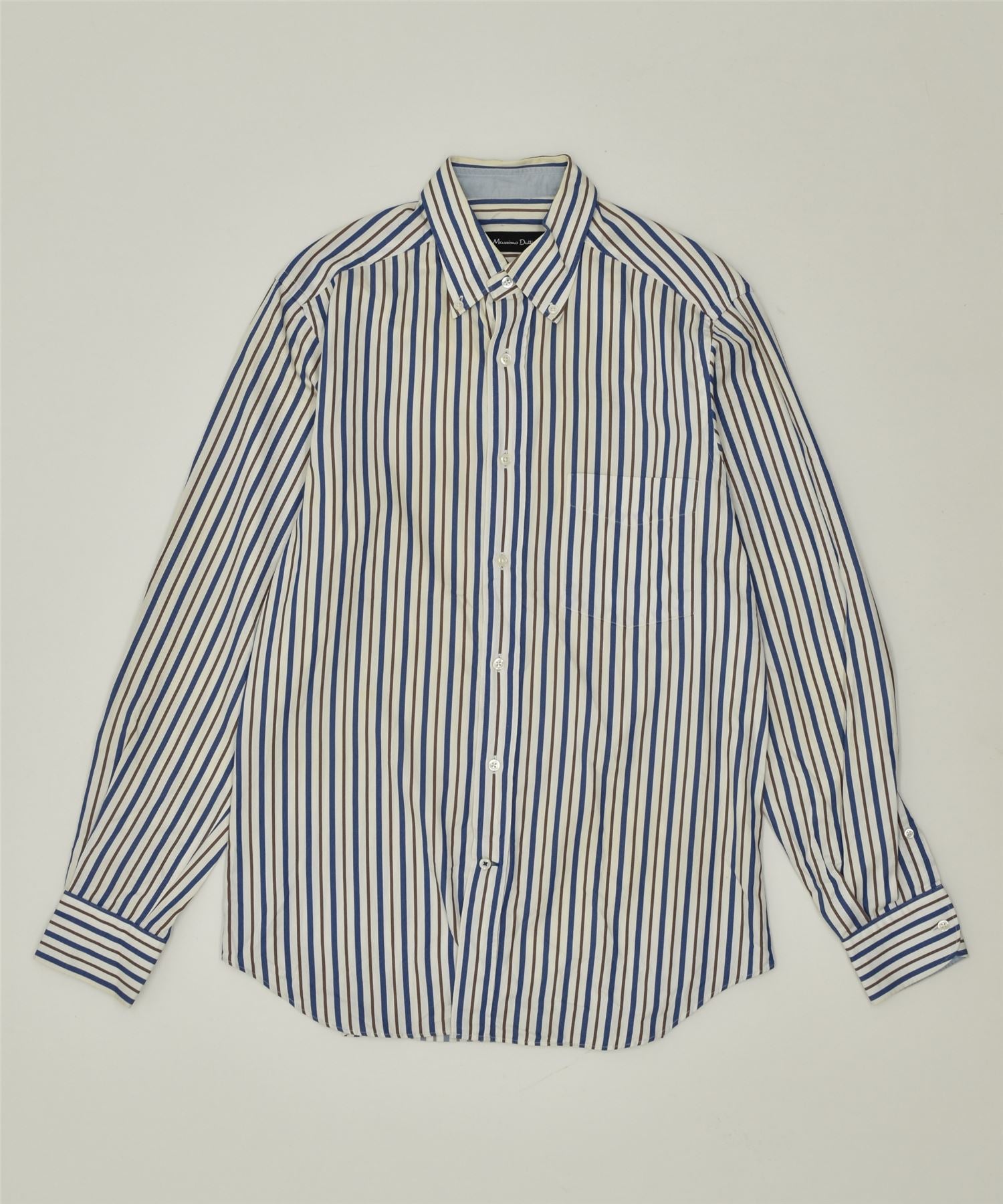 image of MASSIMO DUTTI Mens Shirt IT 48 Medium White Striped