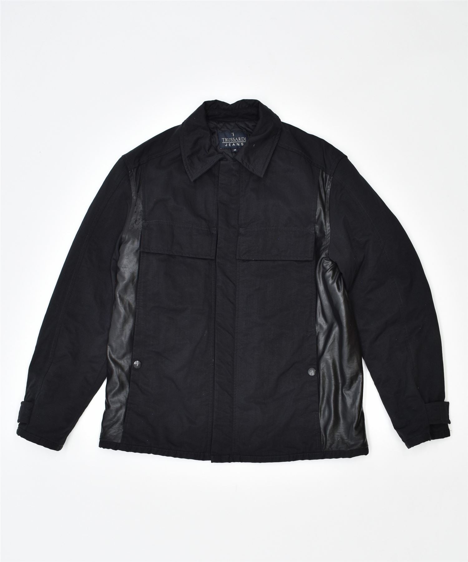 image of TRUSSARDI Mens Utility Jacket IT 46 Small Black Cotton