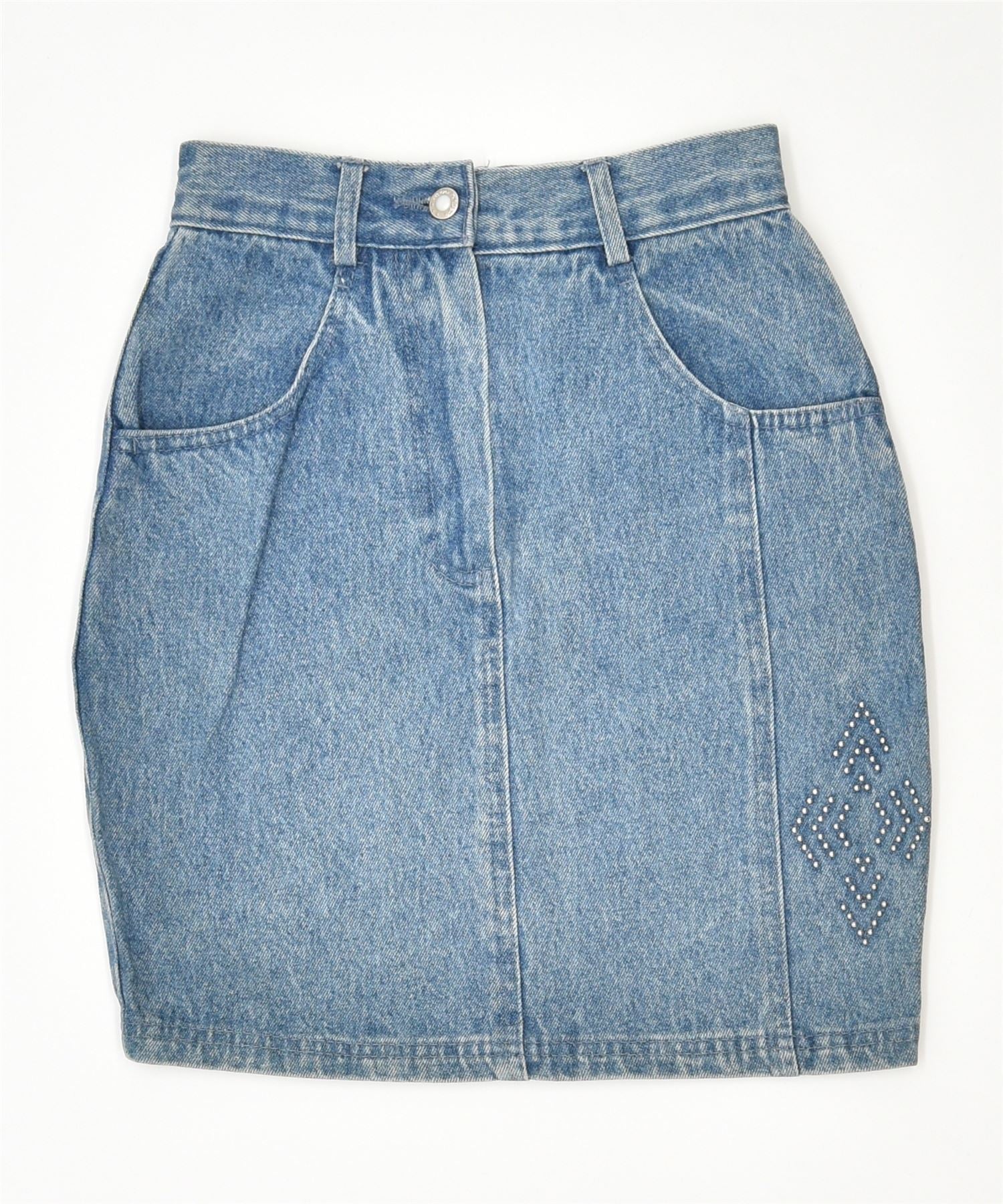 image of VINTAGE Womens Denim Skirt W24 XS Blue