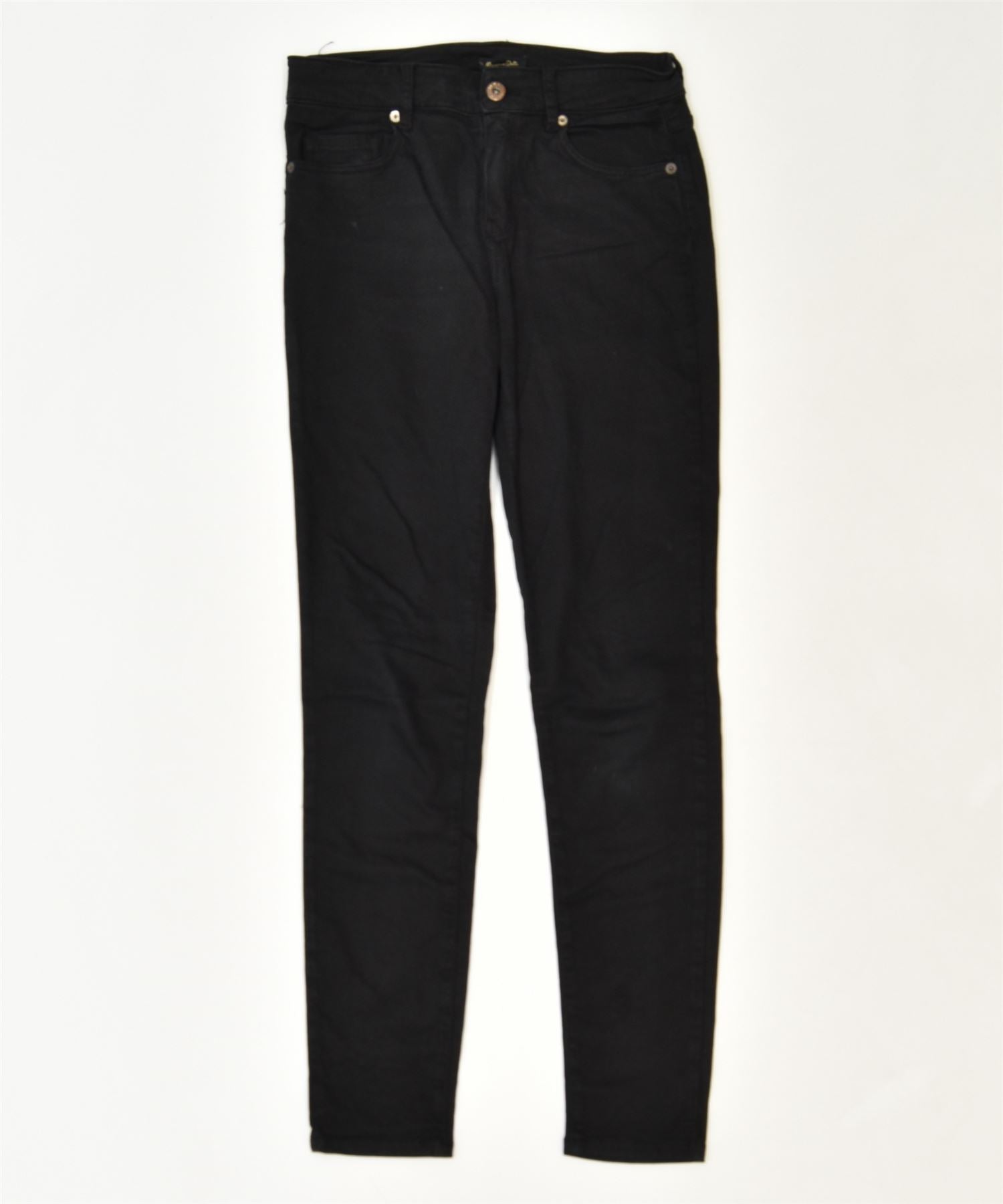 Image of MASSIMO DUTTI Womens Skinny Fit Casual Trousers W28 L29 Black Classic