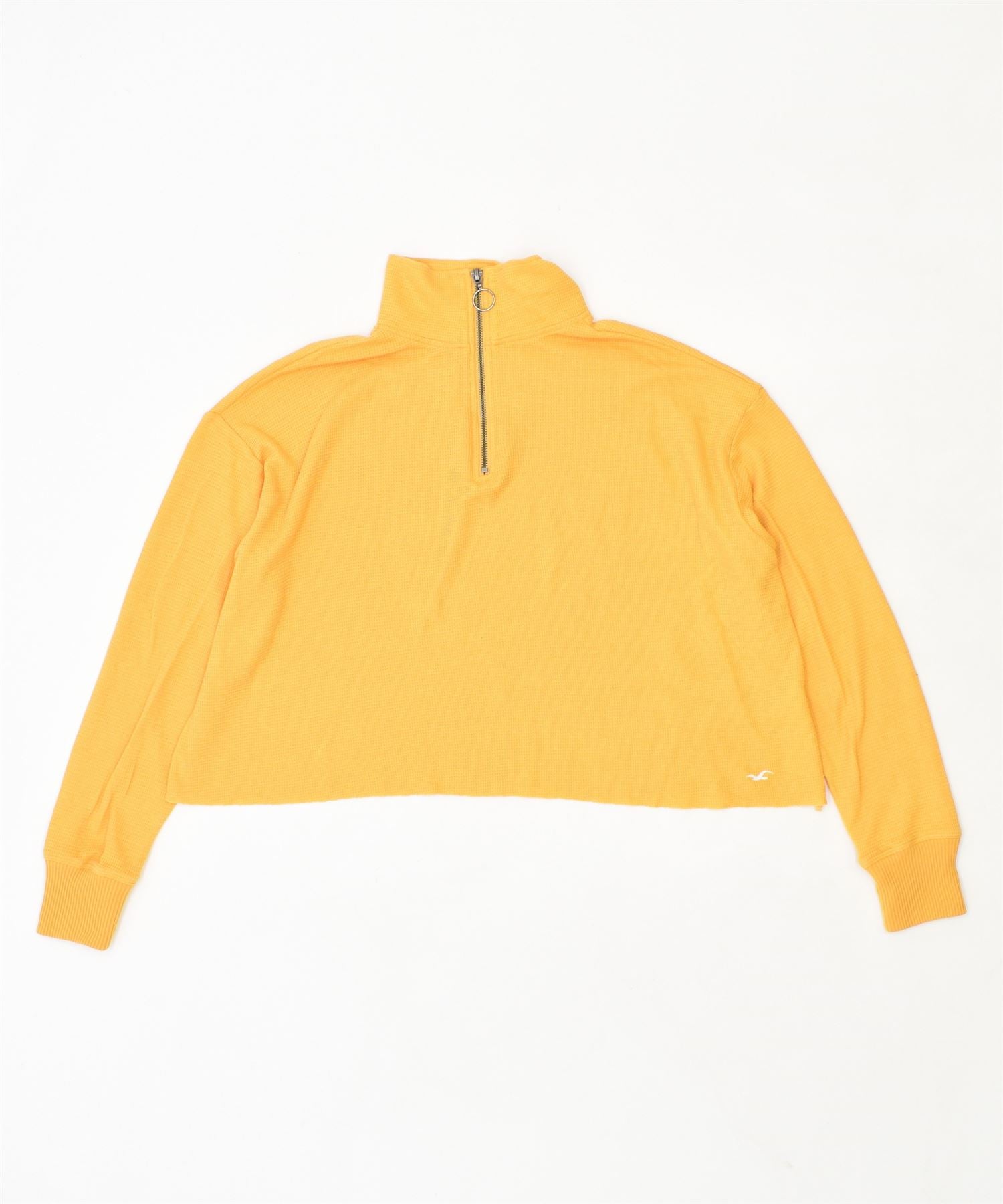 image of HOLLISTER Womens Crop Oversized Sweatshirt Jumper UK 10 Small Yellow