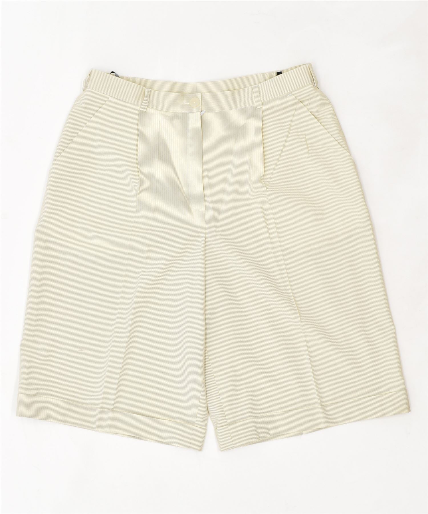 Image of RIGANY Womens Shorts Large W32 Beige Pinstripe Polyester