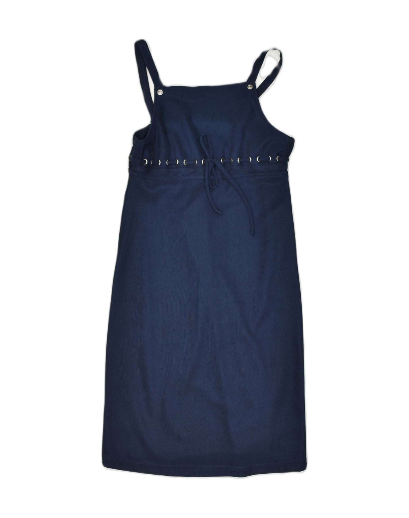 image of FLORENTIA Womens Corduroy Apron Dress UK 10 Small Navy Blue