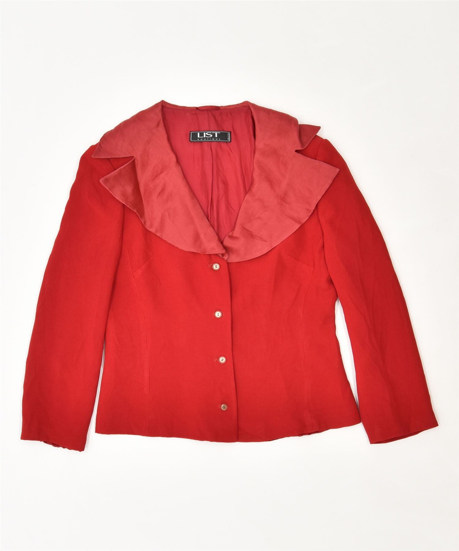 image of LIST BOTIQUE Womens 4 Button Blazer Jacket IT 44 Medium Red Viscose Vintage