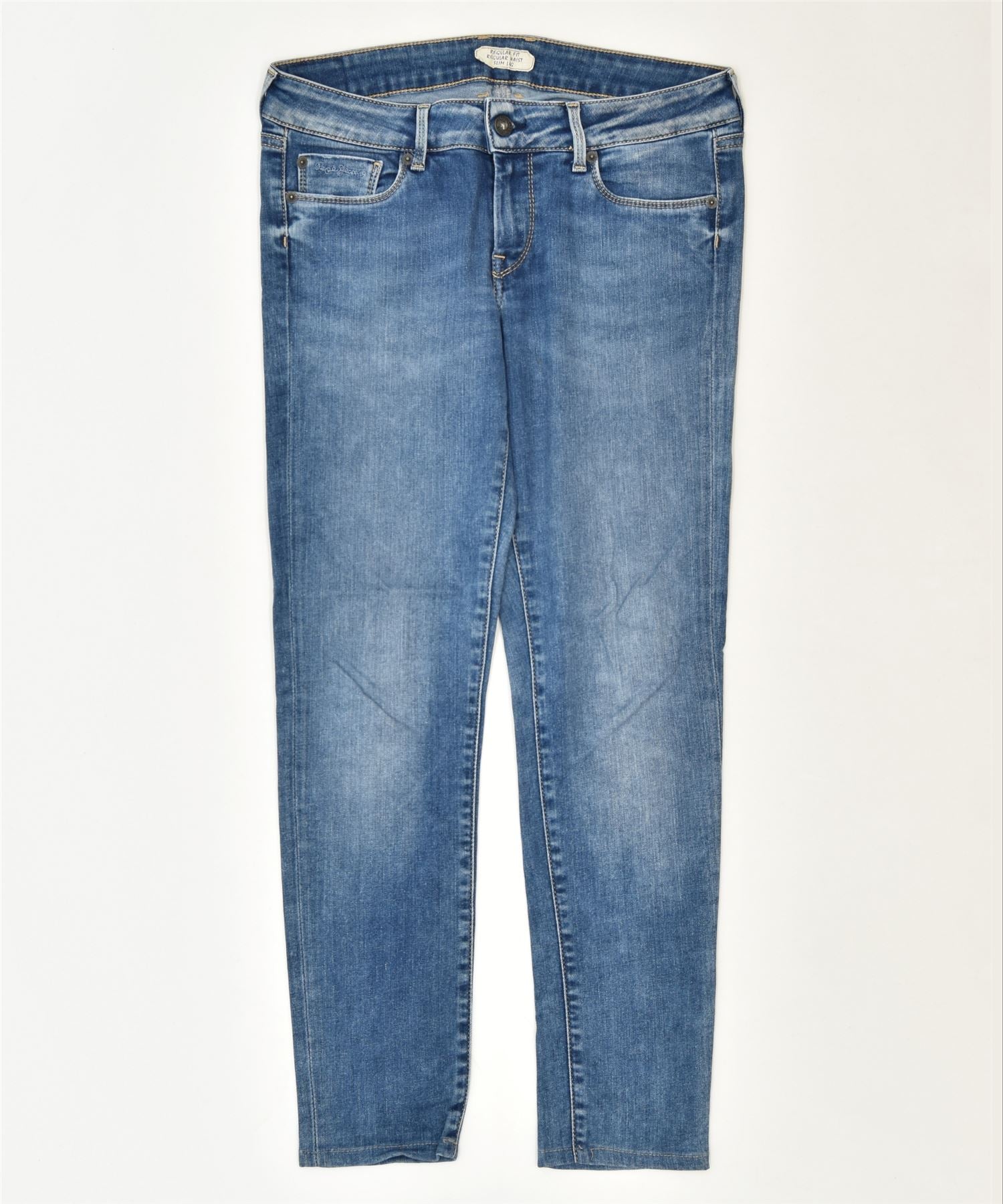 Image of PEPE JEANS Womens Slim Jeans W28 L27 Blue Cotton Classic