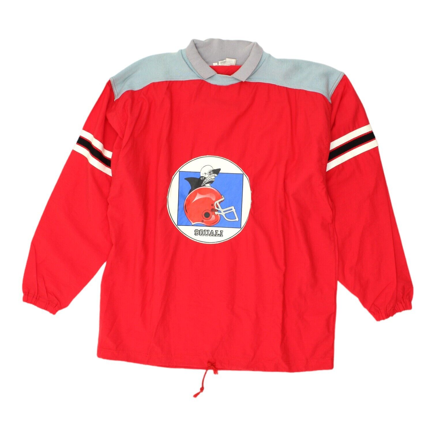 image of Squali Genova Mens Red Collared Long Sleeve Top | Vintage American Football VTG