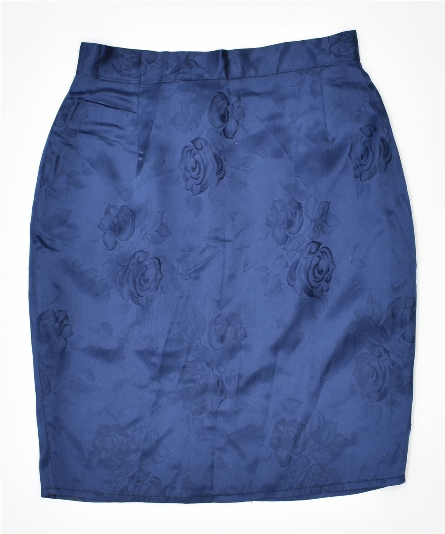 image of VINTAGE Womens Slim Pencil Skirt IT 44 Medium W26 Navy Blue Floral