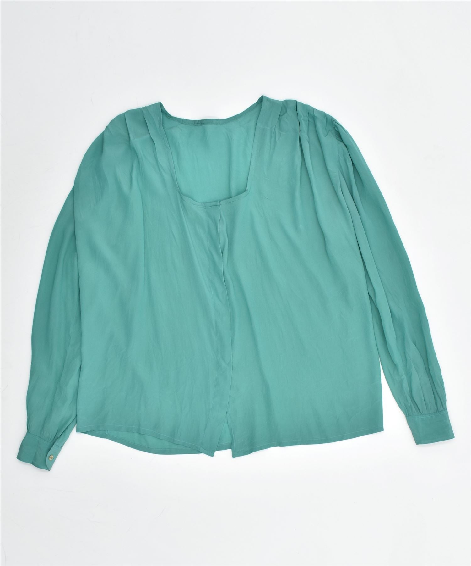 image of VINTAGE Womens Shirt Blouse Uk 16 Large Turquoise