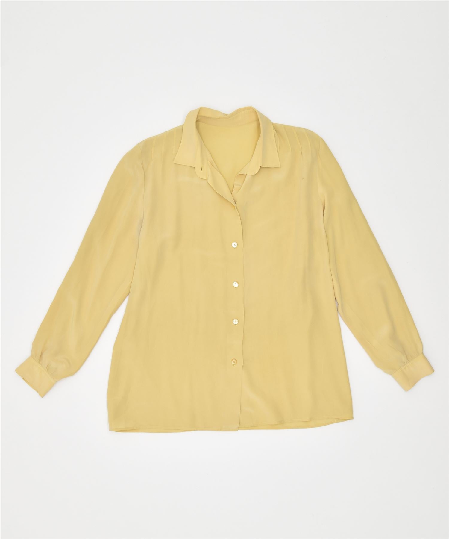 image of VINTAGE Womens Shirt Blouse UK 14 Medium Yellow