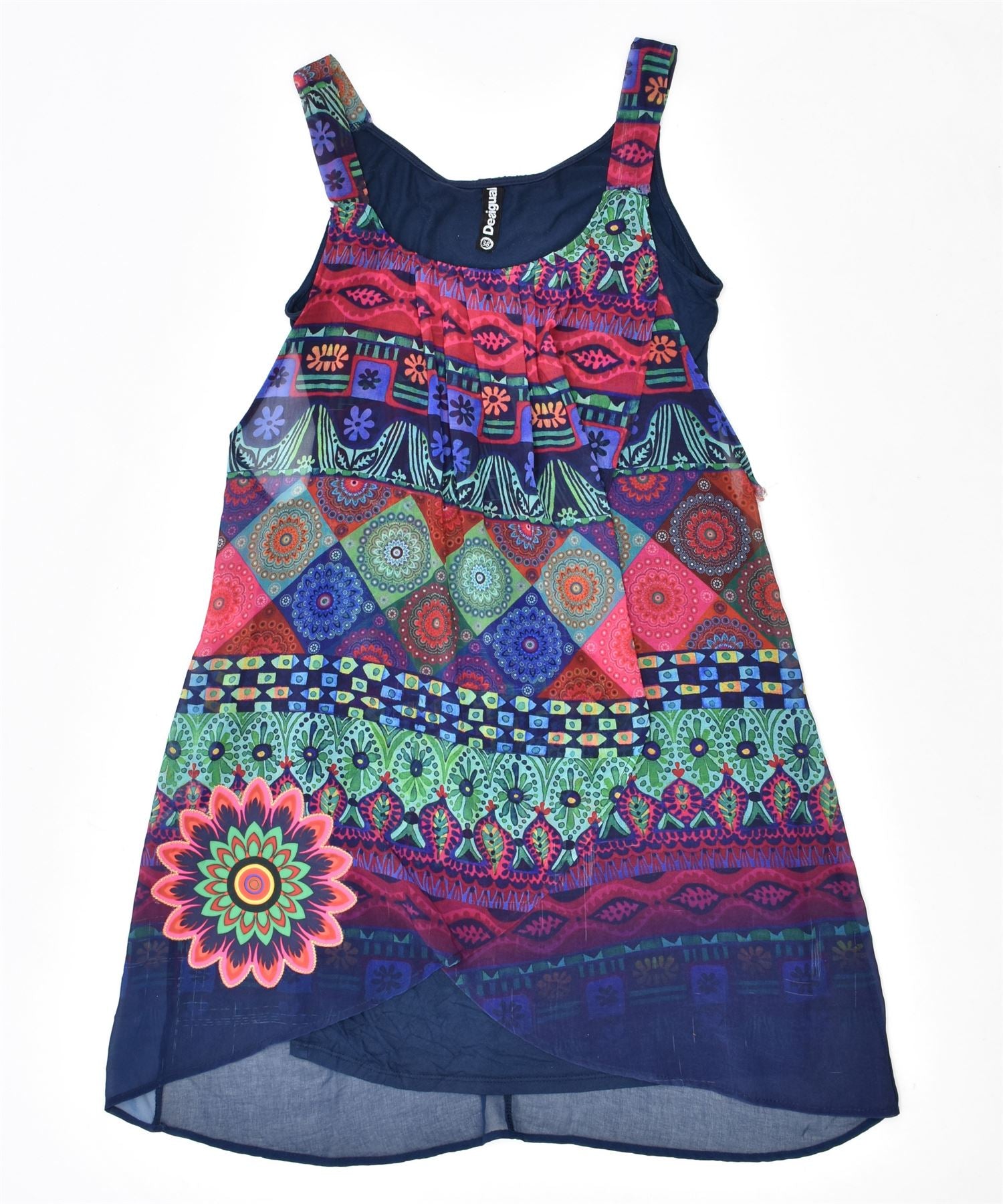 image of DESIGUAL Womens Sundress IT 38 Small Blue Fair Isle Polyester