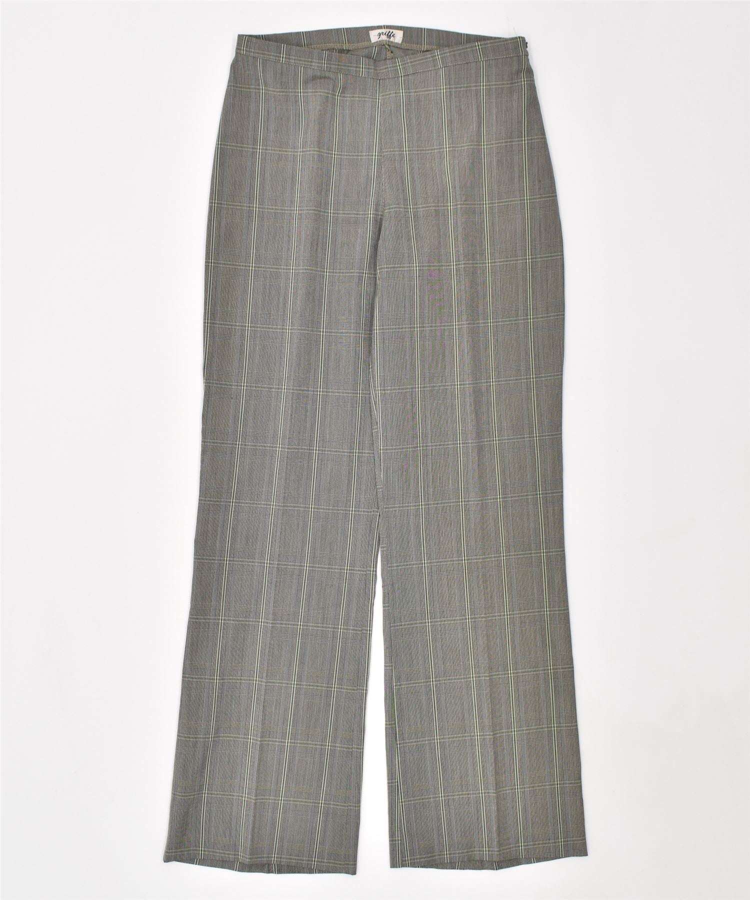 image of GRIFFE Womens Straight Suit Trousers IT 46 Large W30 L31 Grey Check Cotton