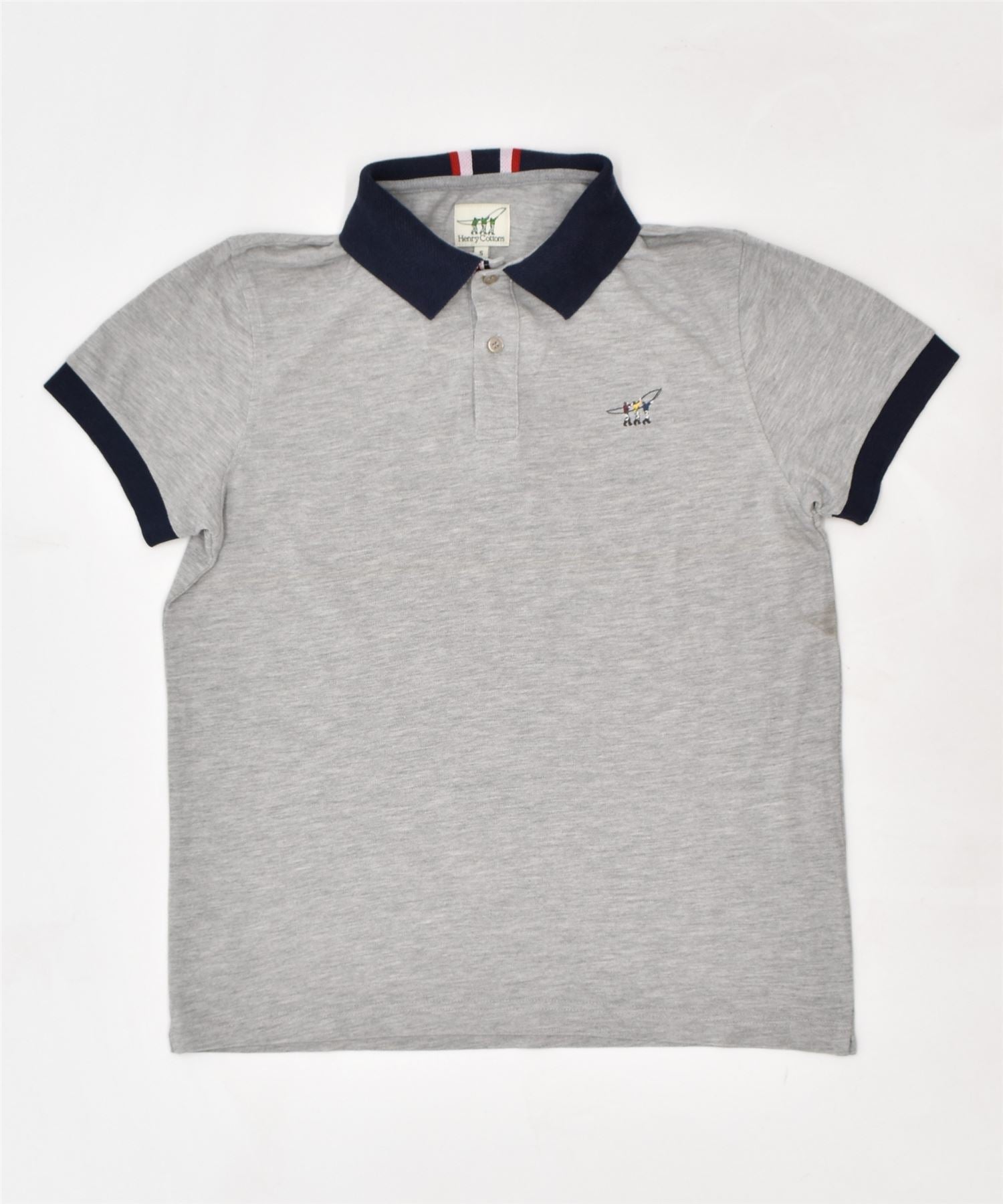 Image of HENRY COTTONS Mens Polo Shirt Small Grey Cotton