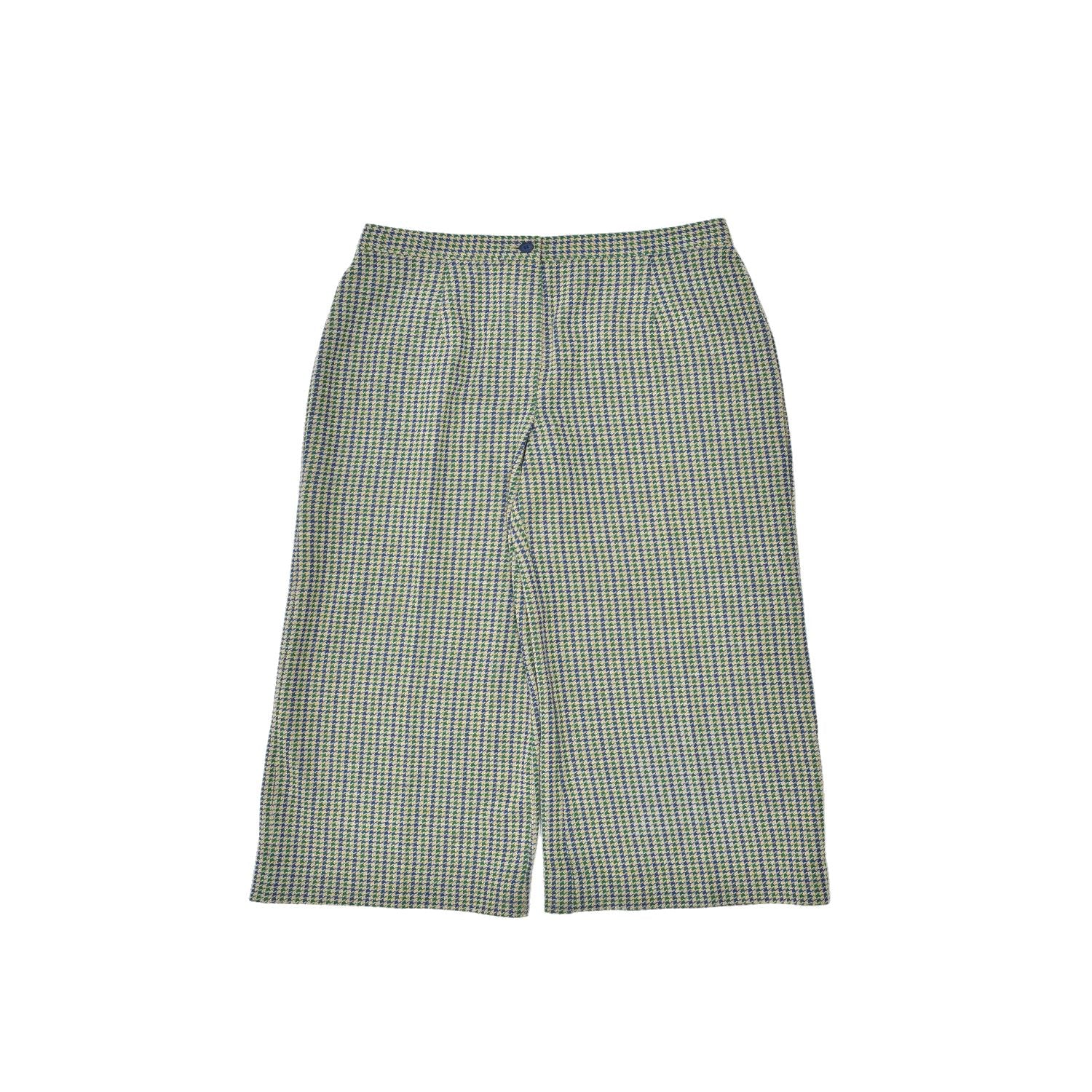 image of VINTAGE Womens Wide Leg Casual Trousers W30 L29 Green Houndstooth